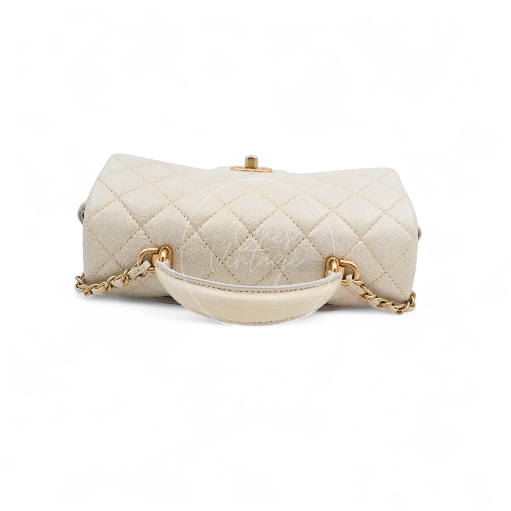[Pre-owned] Chanel Rectangualr Mini with Handle White