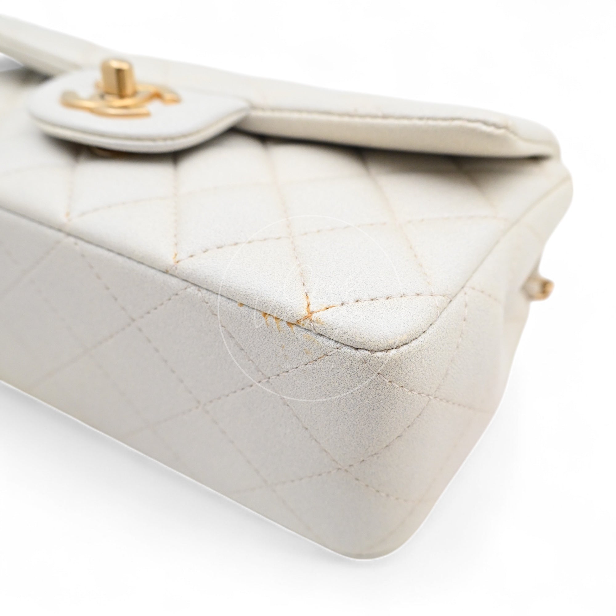 [Pre-owned] Chanel Rectangualr Mini with Handle White