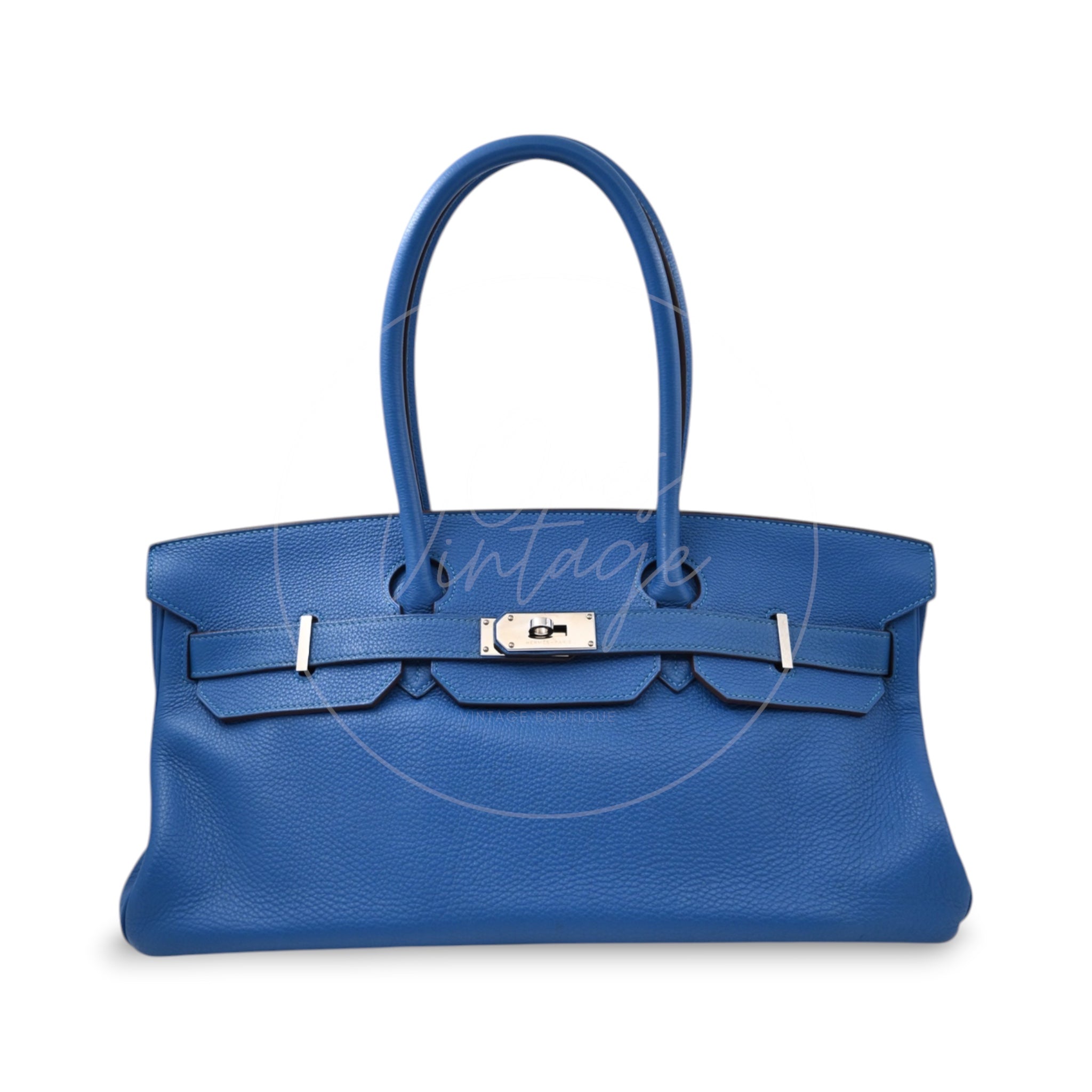 [Pre-owned] Hermes Birkin shoulder Blue Togo PHW Stamp Square O