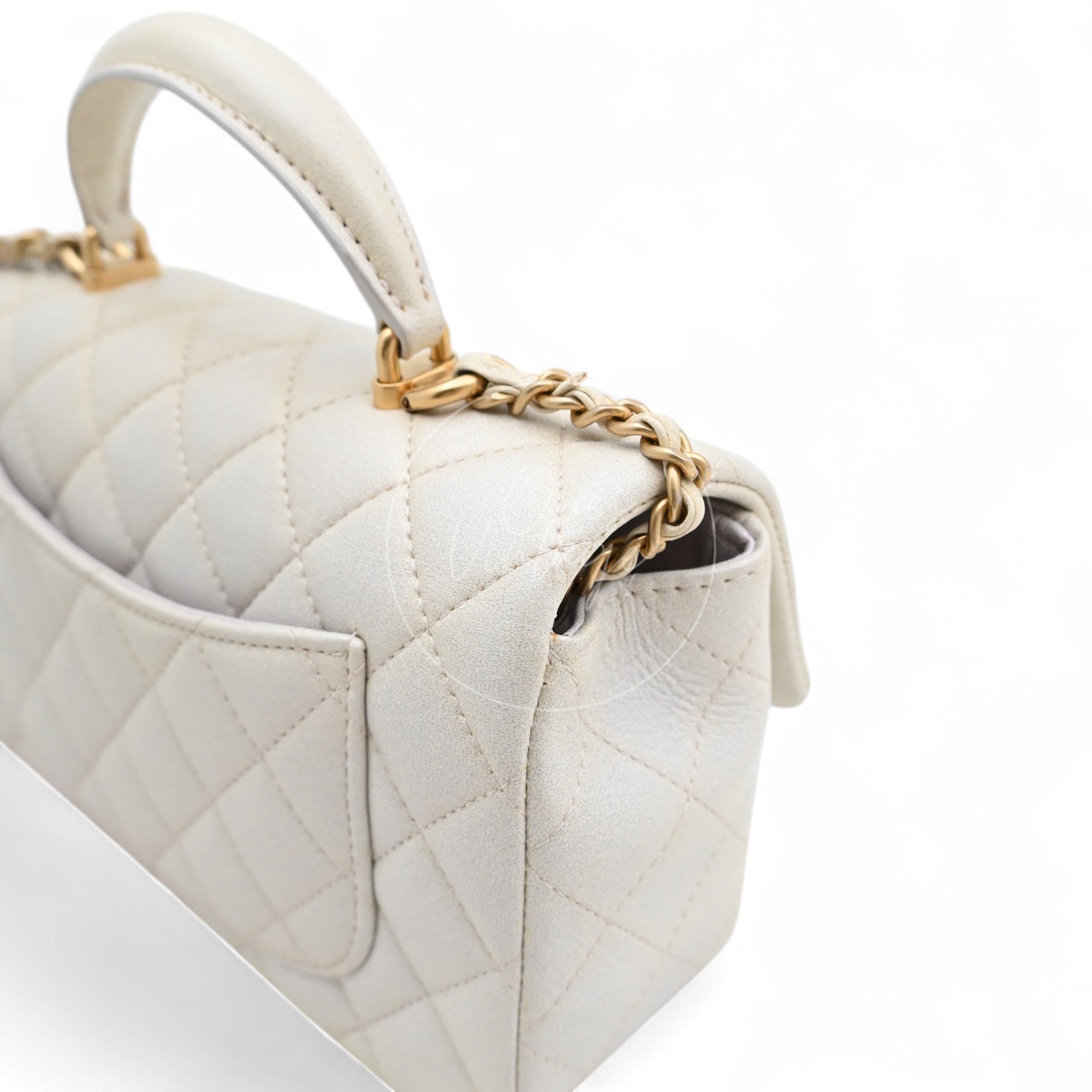 [Pre-owned] Chanel Rectangualr Mini with Handle White