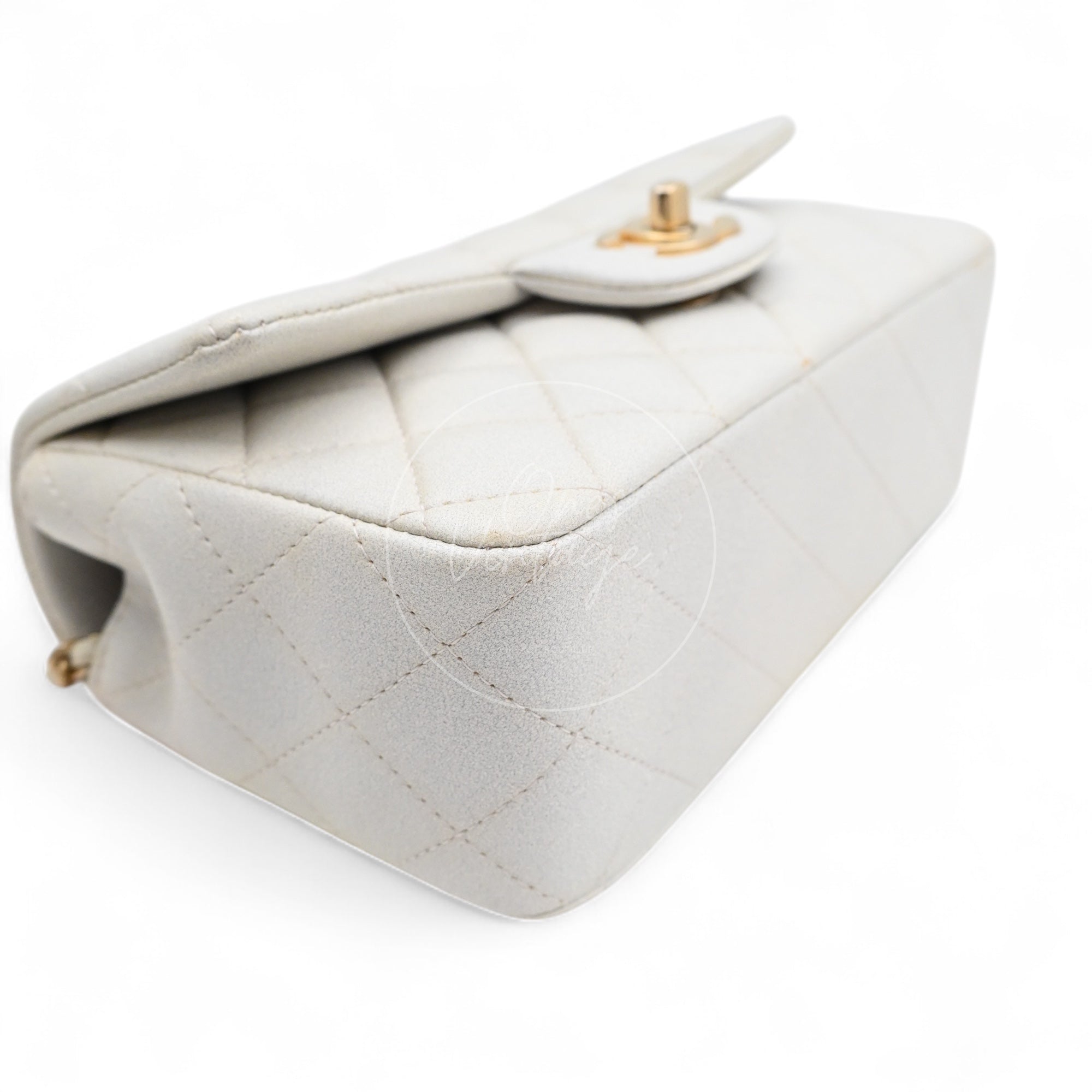 [Pre-owned] Chanel Rectangualr Mini with Handle White