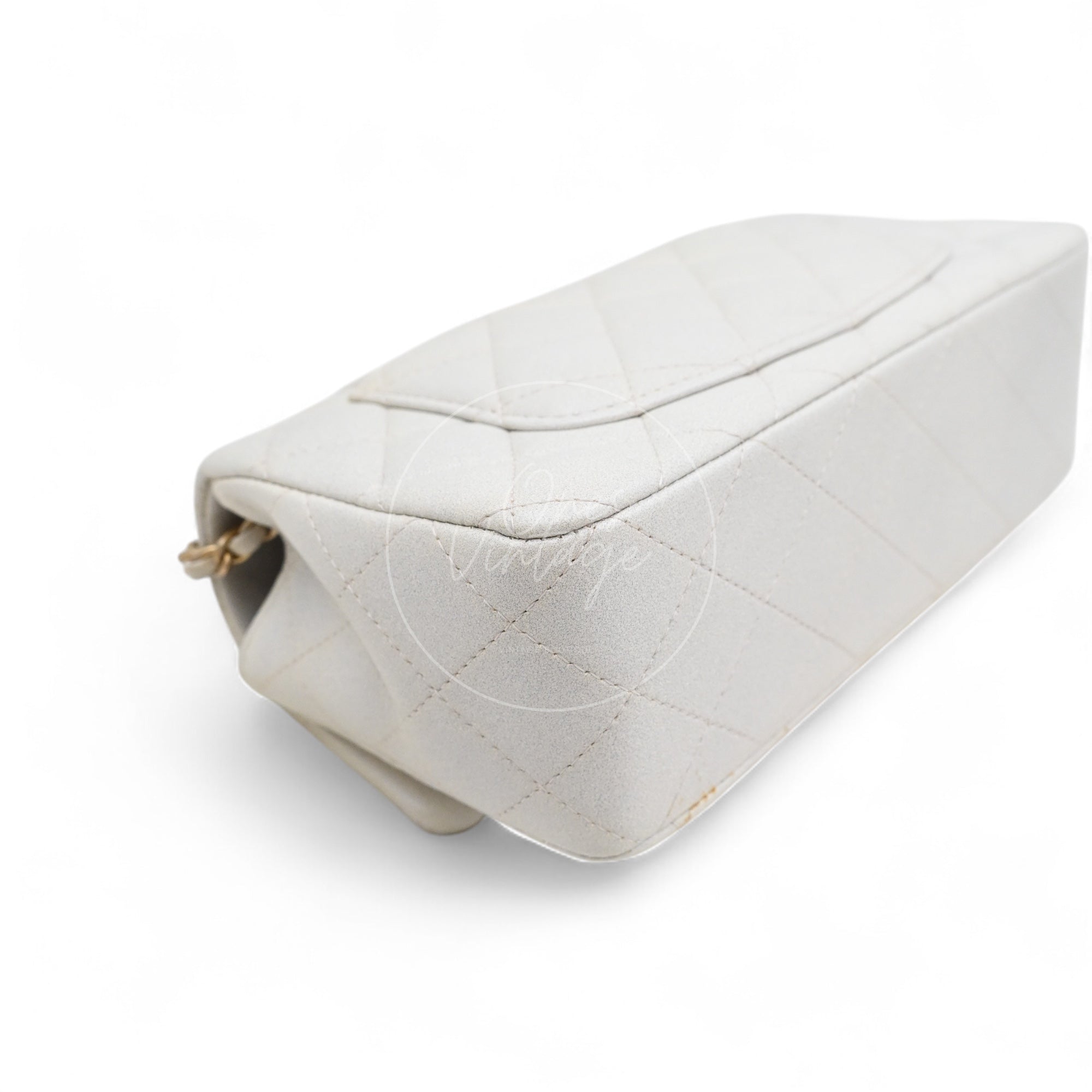 [Pre-owned] Chanel Rectangualr Mini with Handle White