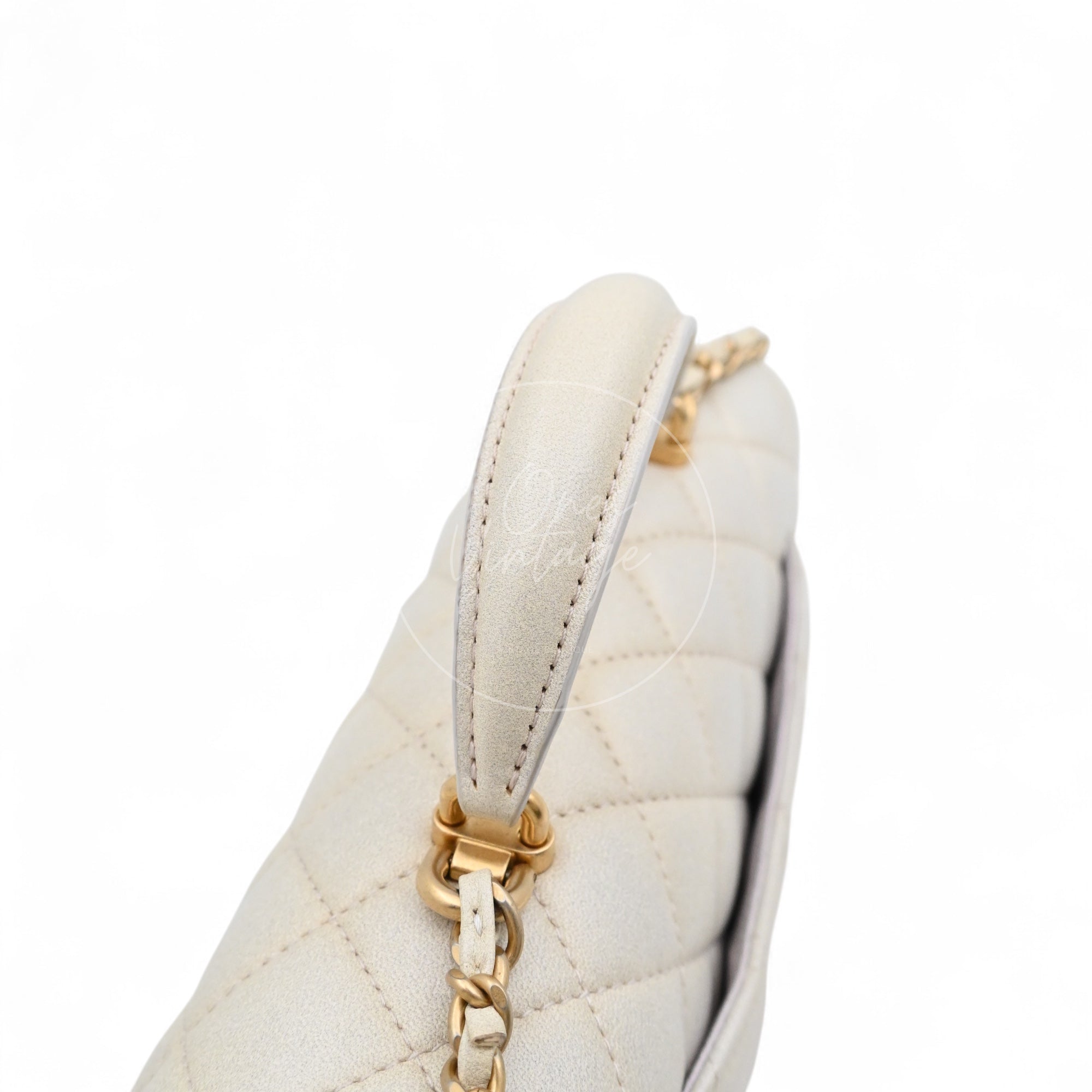 [Pre-owned] Chanel Rectangualr Mini with Handle White