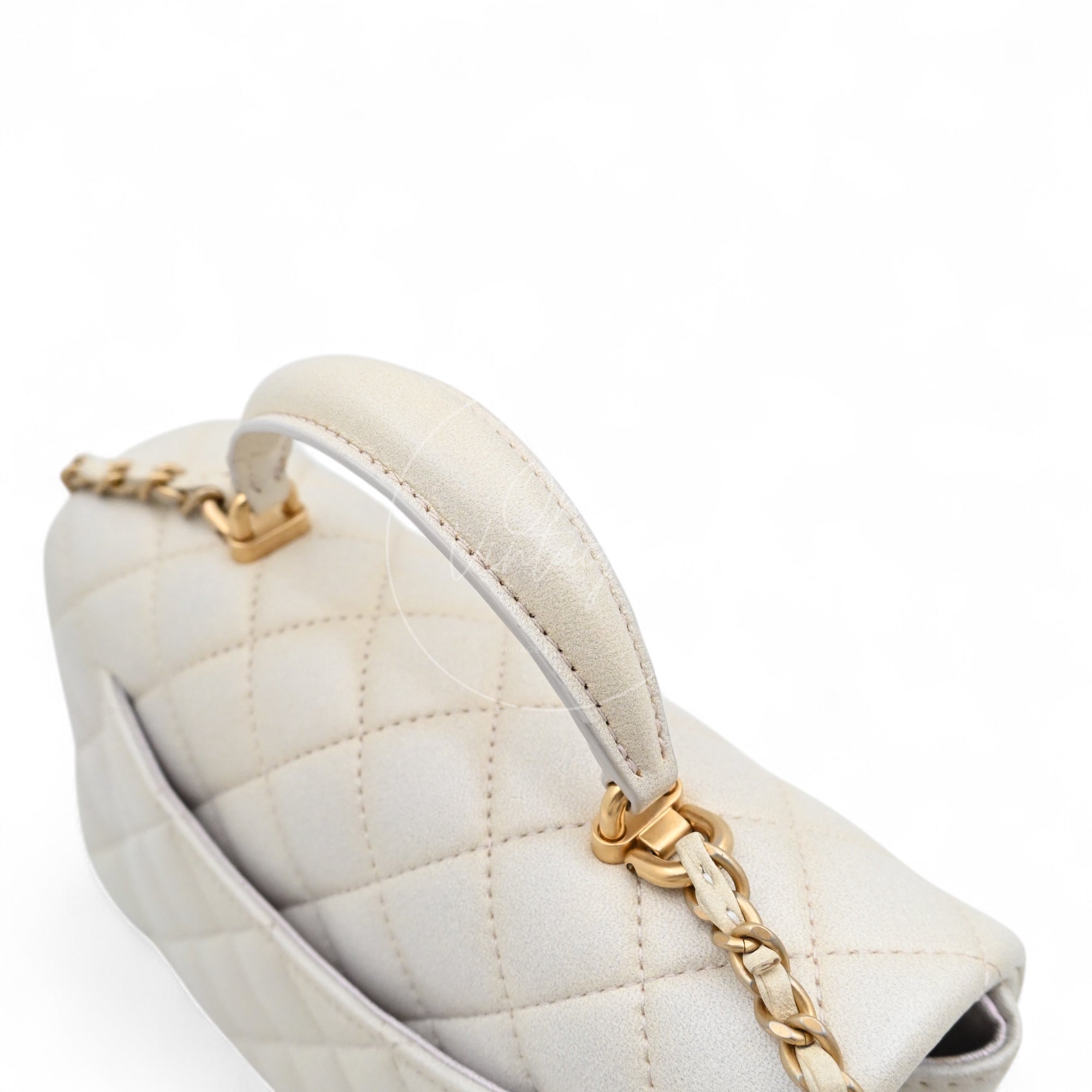 [Pre-owned] Chanel Rectangualr Mini with Handle White