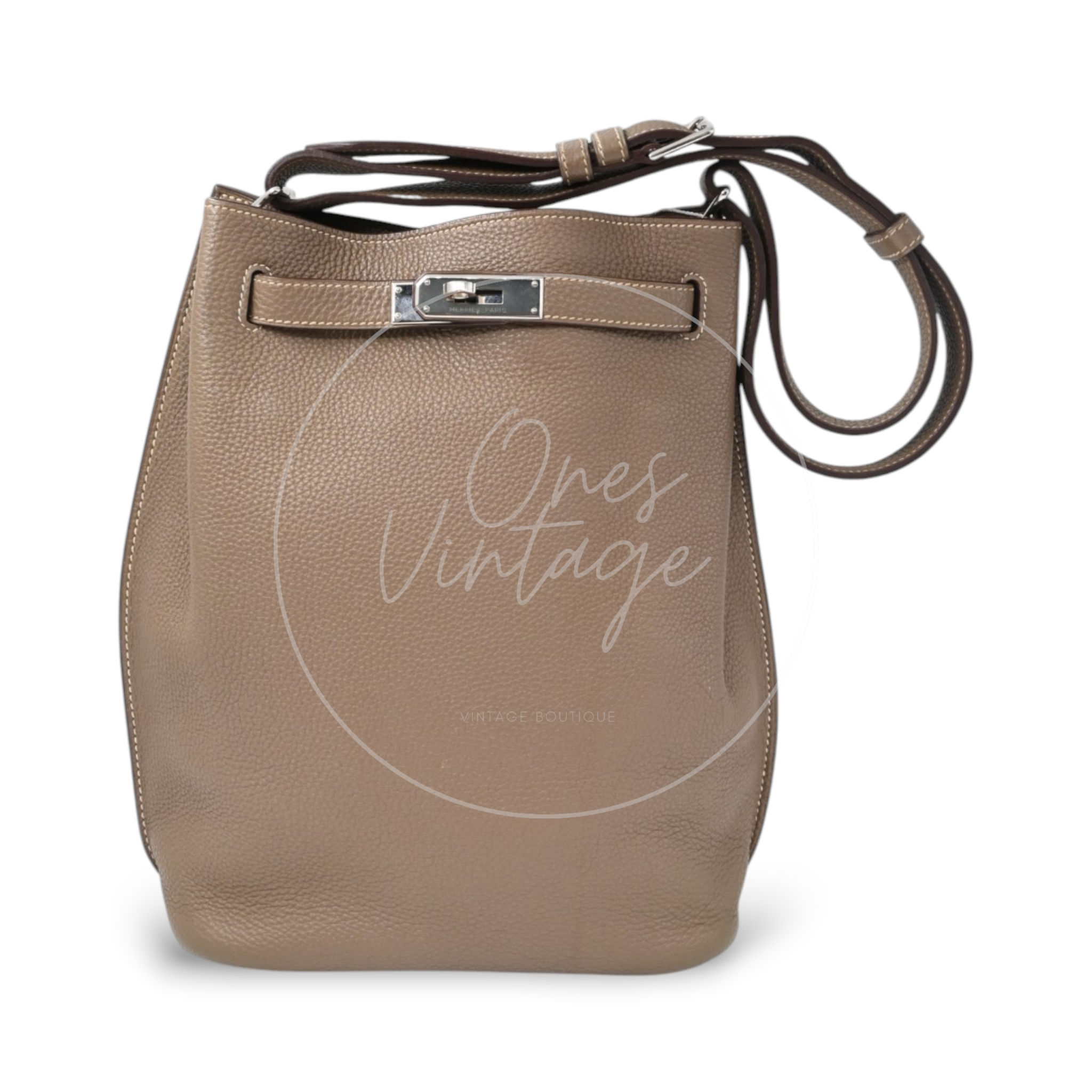 Hermes So Kelly 22 Togo PHW Etoupe Stamp M