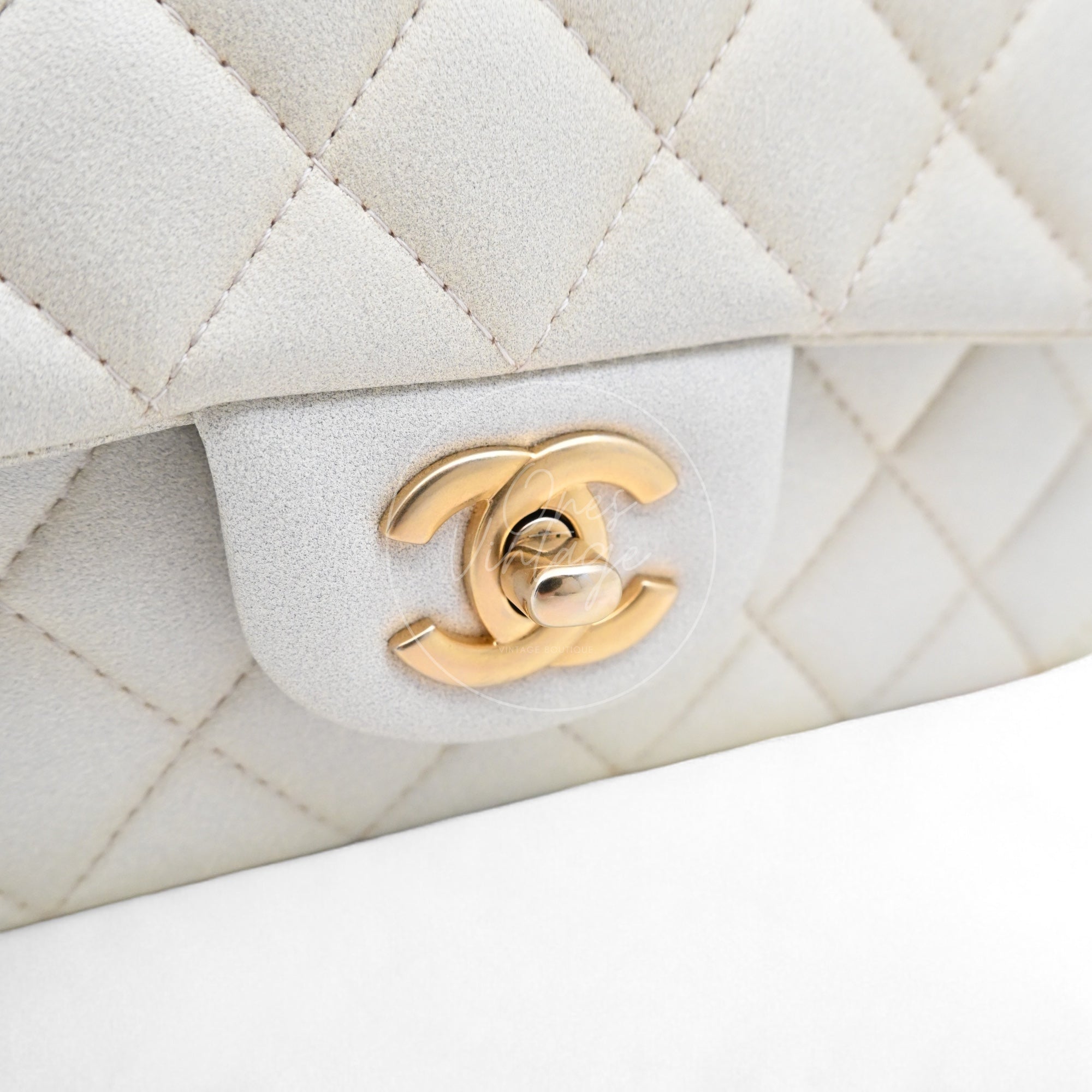 [Pre-owned] Chanel Rectangualr Mini with Handle White