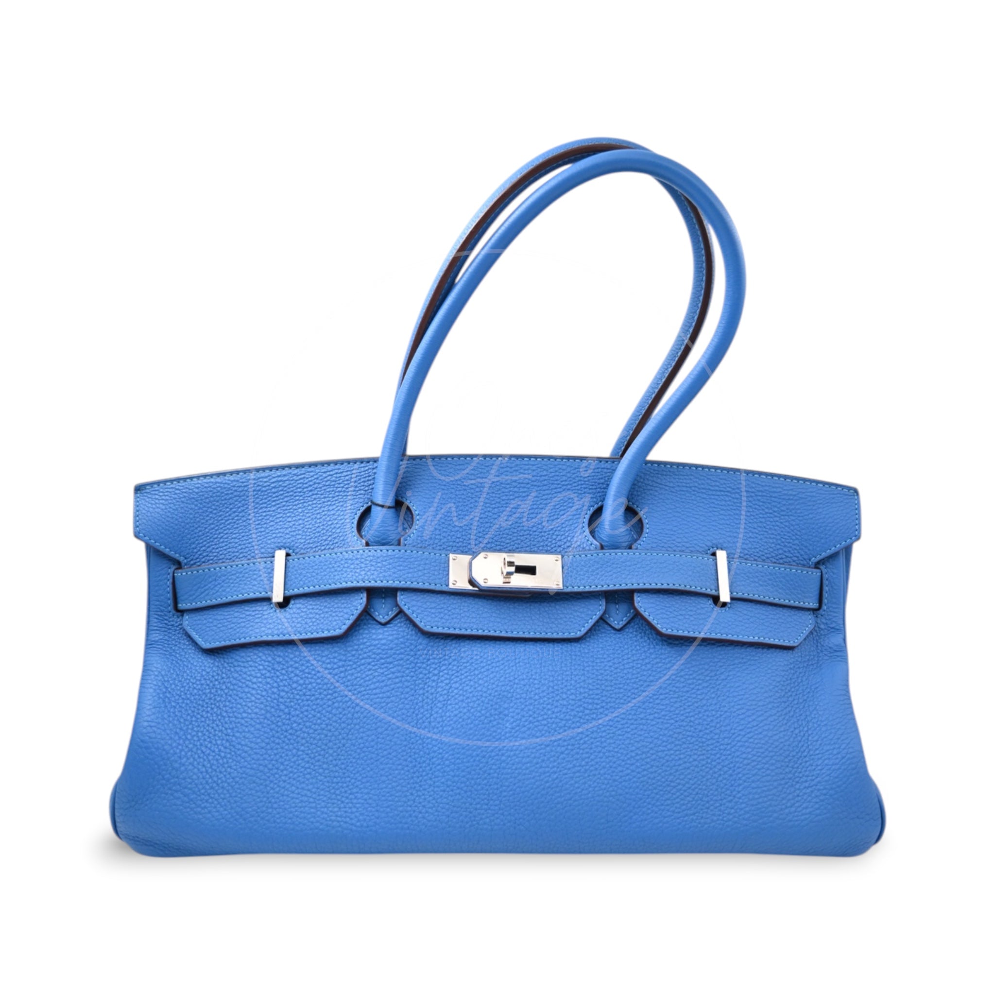 [Pre-owned] Hermes Shoulder Birkin Blue Togo PHW Stamp Square O