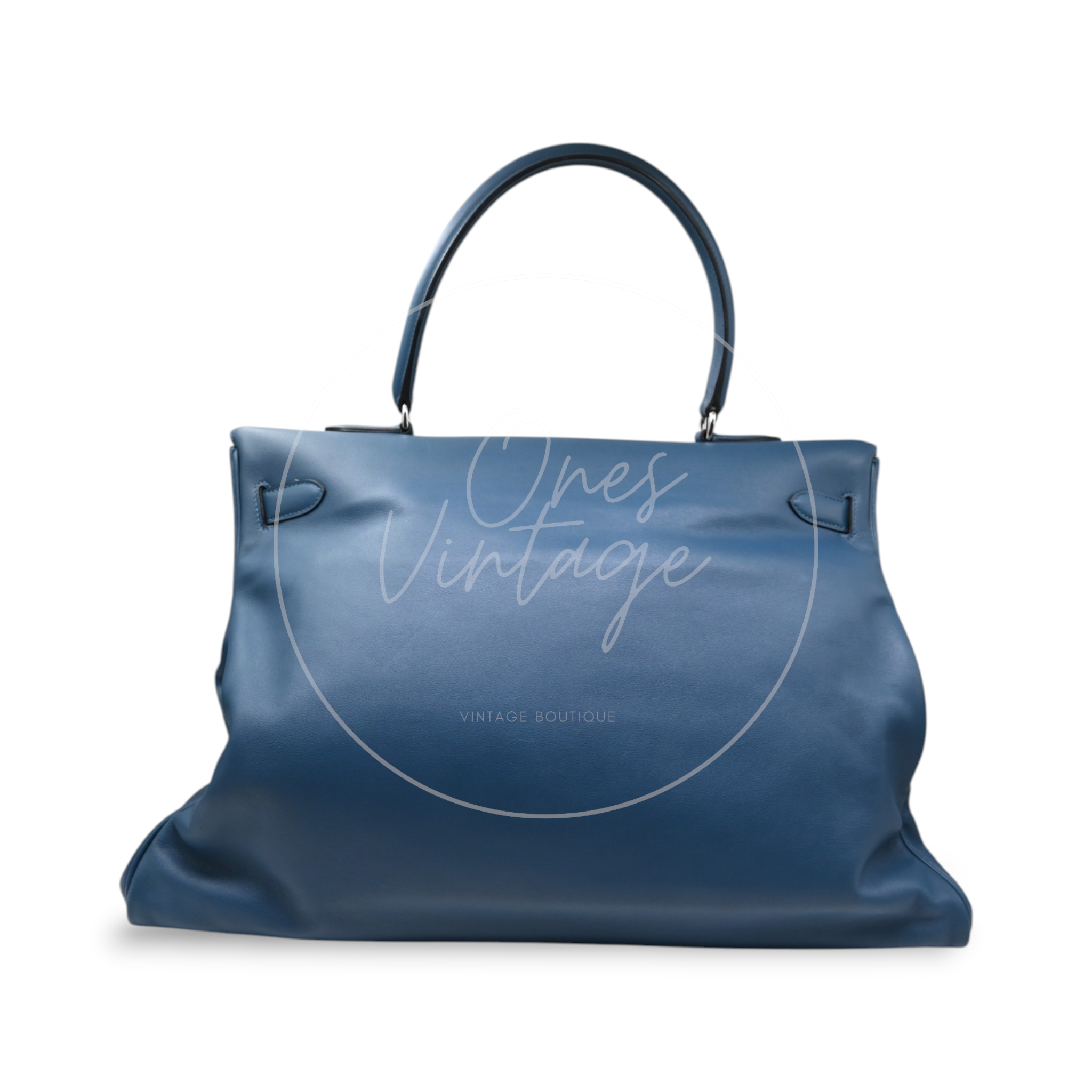 Hermes Kelly Relax 50 PWH Blue Square P