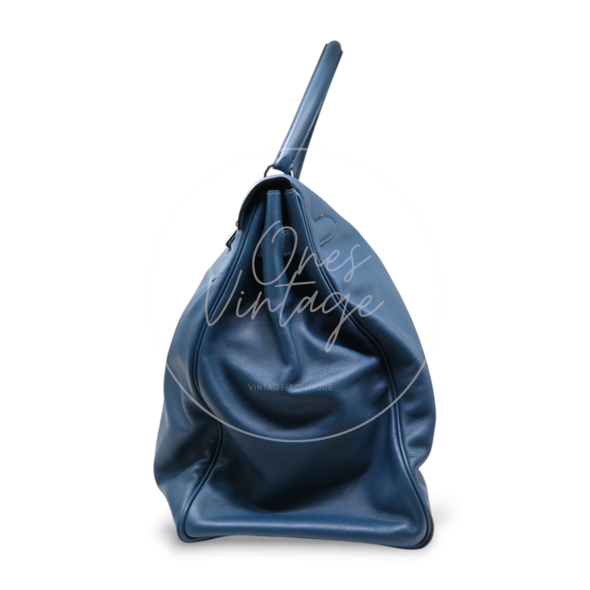 Hermes Kelly Relax 50 PWH Blue Square P