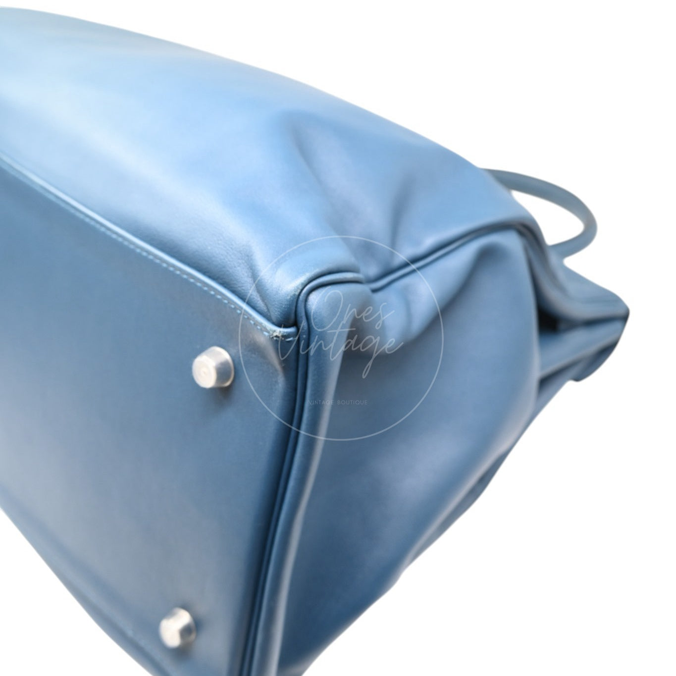 Hermes Kelly Relax 50 PWH Blue Square P
