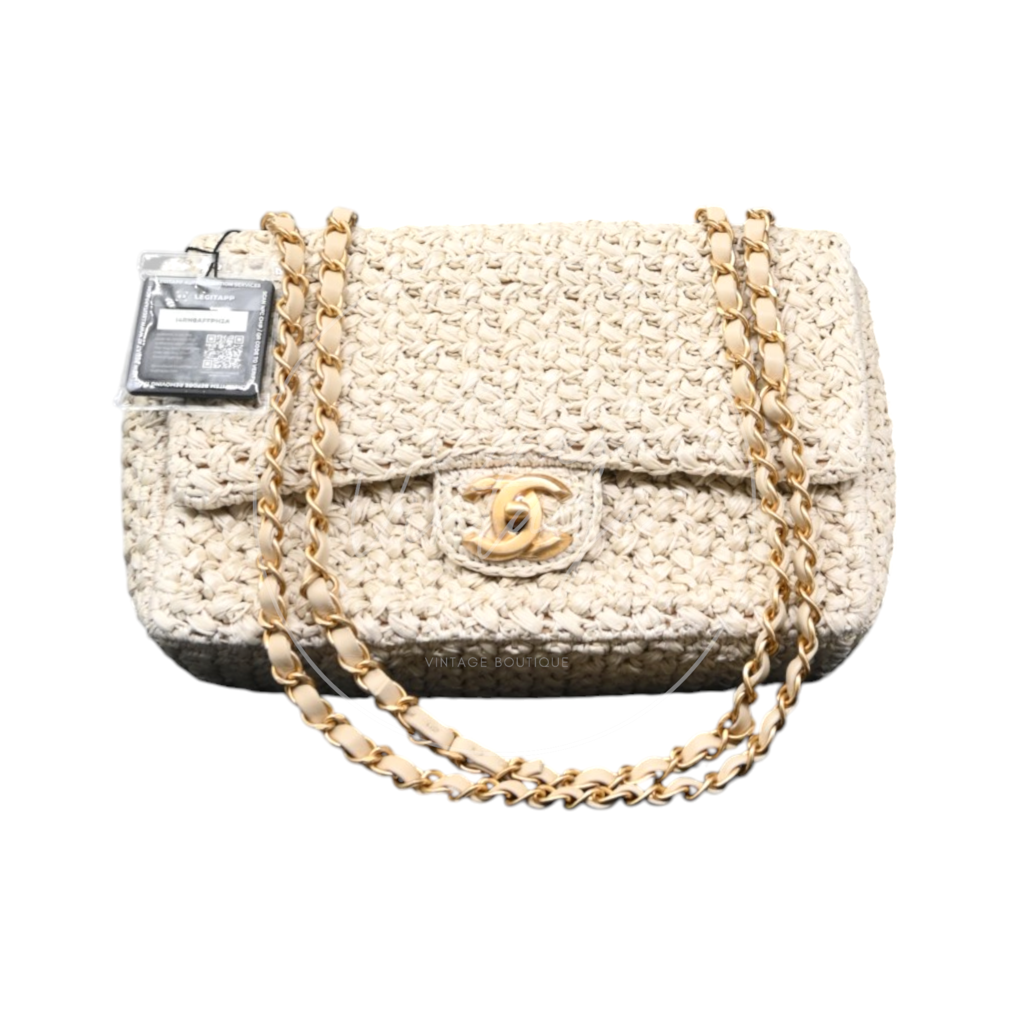 Chanel Raffia Crochet Medium Flap Bag GHW