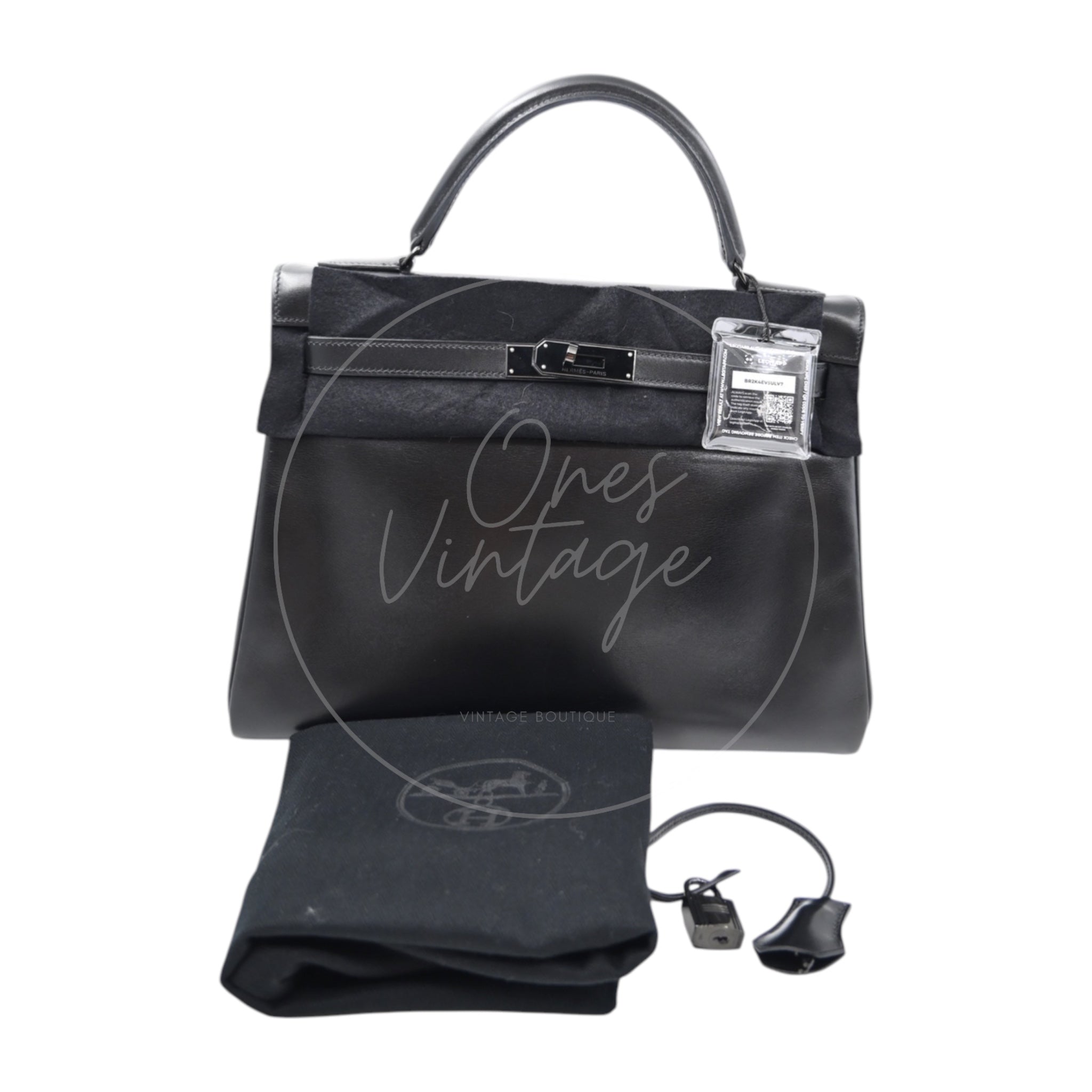 [Pre-Owned] Hermès Kelly 32  "So Black" Box Calf Leather Square N