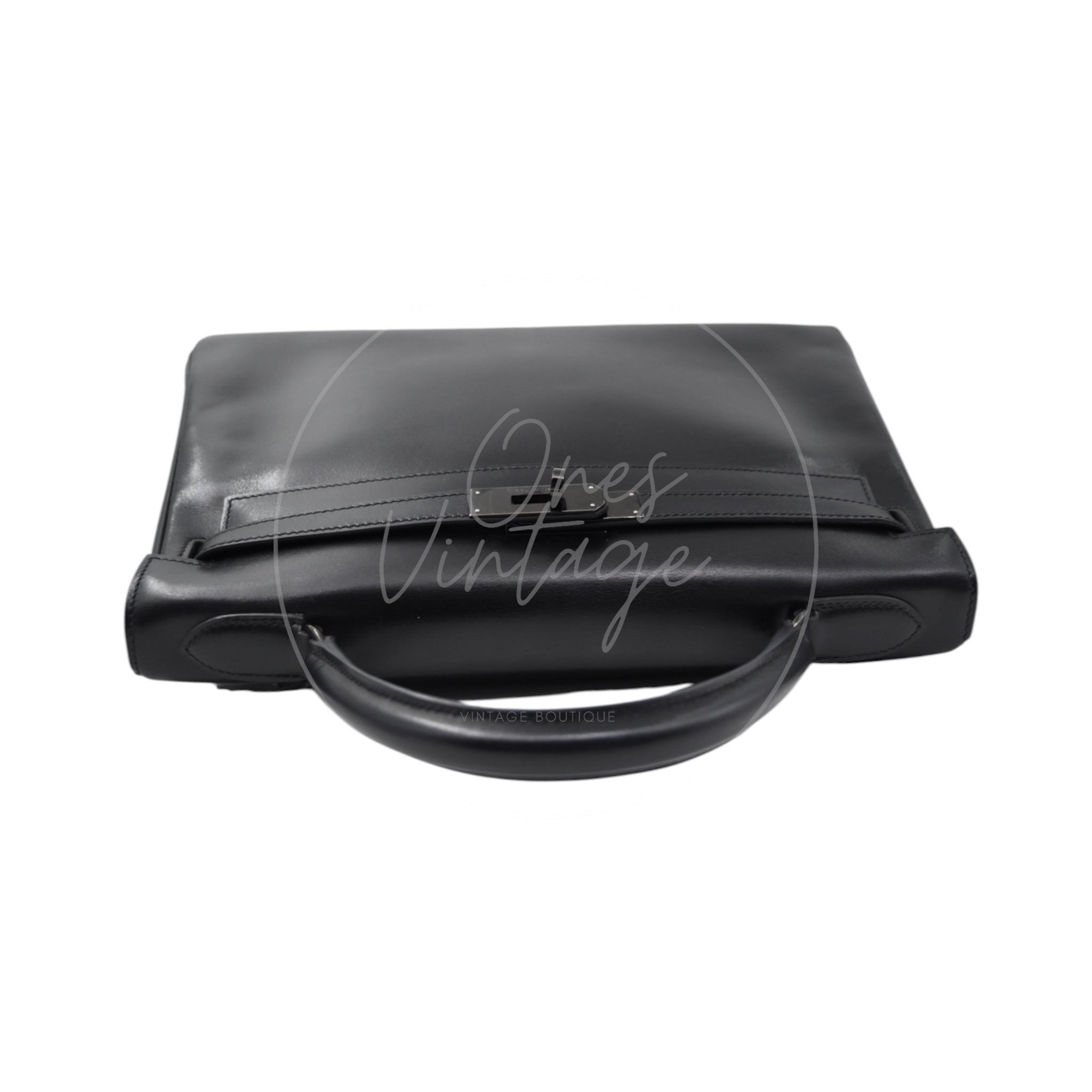 [Pre-Owned] Hermès Kelly 32  "So Black" Box Calf Leather Square N