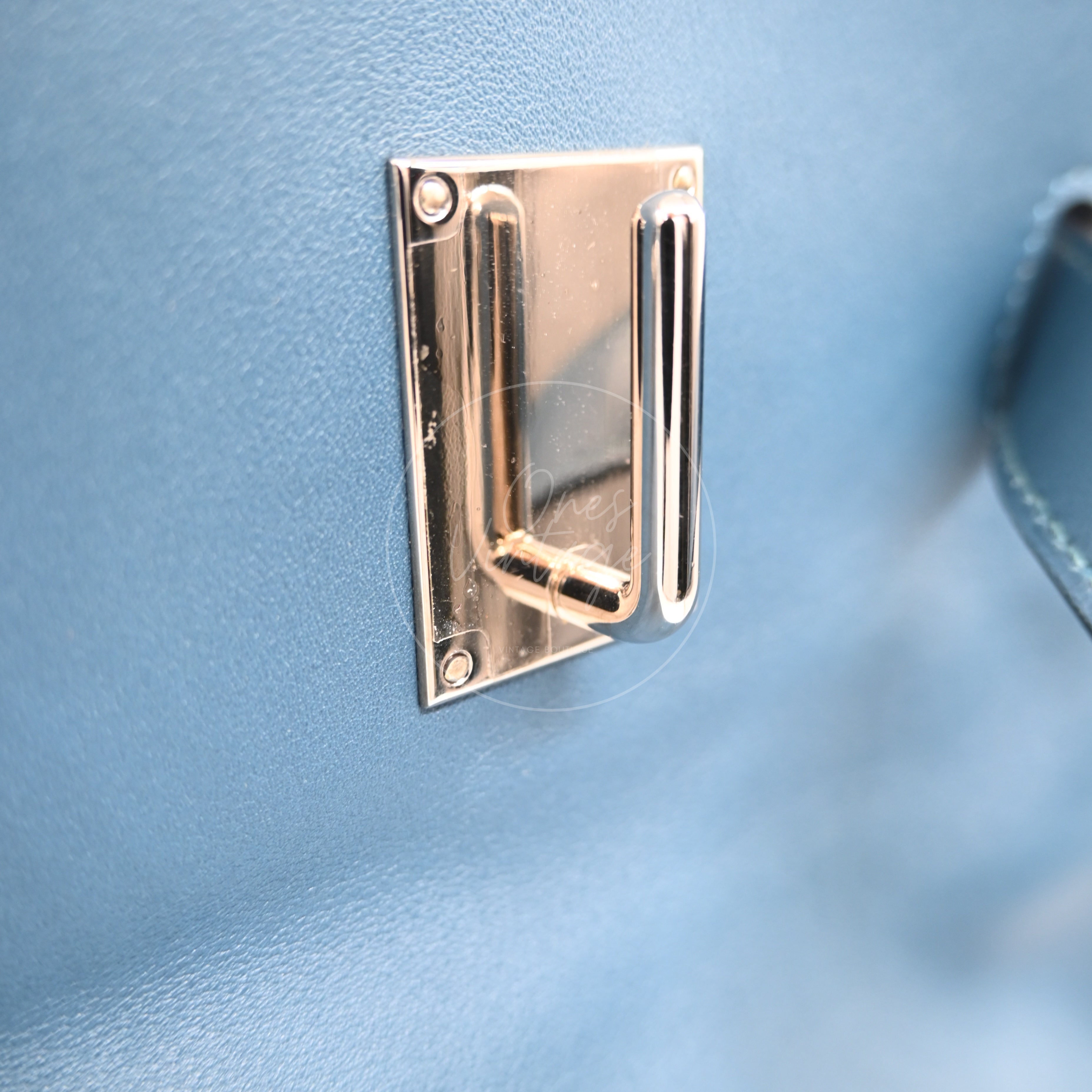 Hermes Kelly Relax 50 PWH Blue Square P