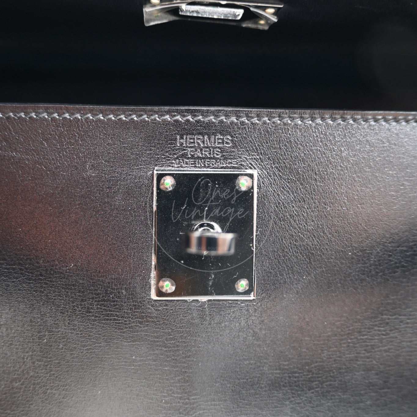 [Pre-Owned] Hermès Kelly 32  "So Black" Box Calf Leather Square N