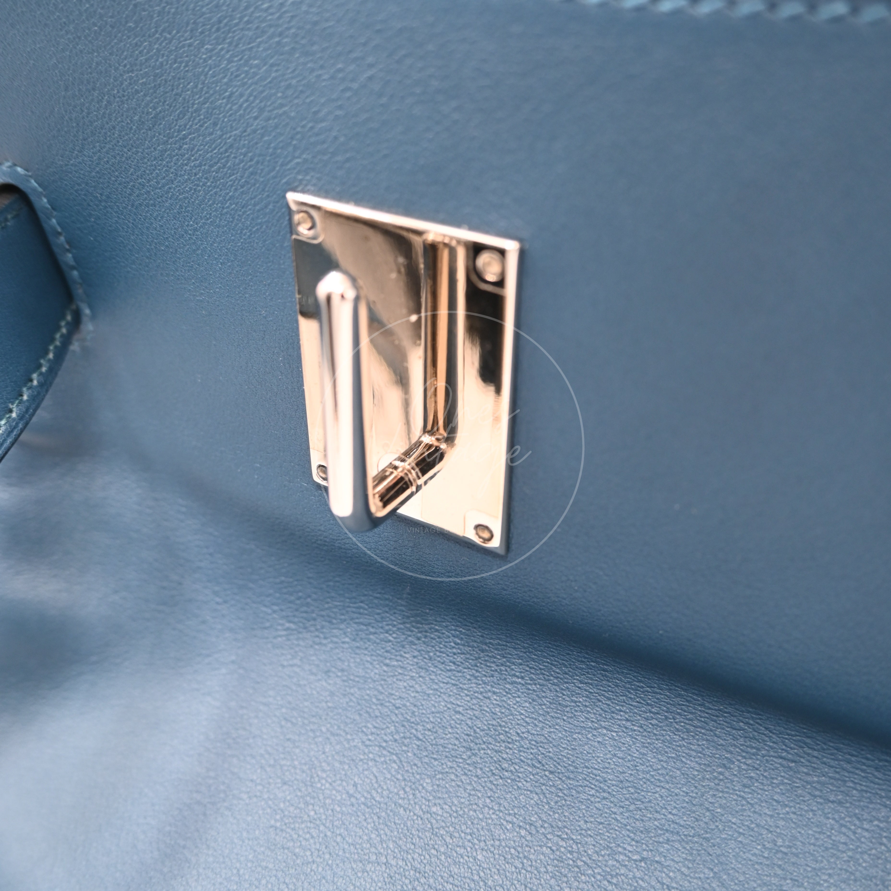 Hermes Kelly Relax 50 PWH Blue Square P