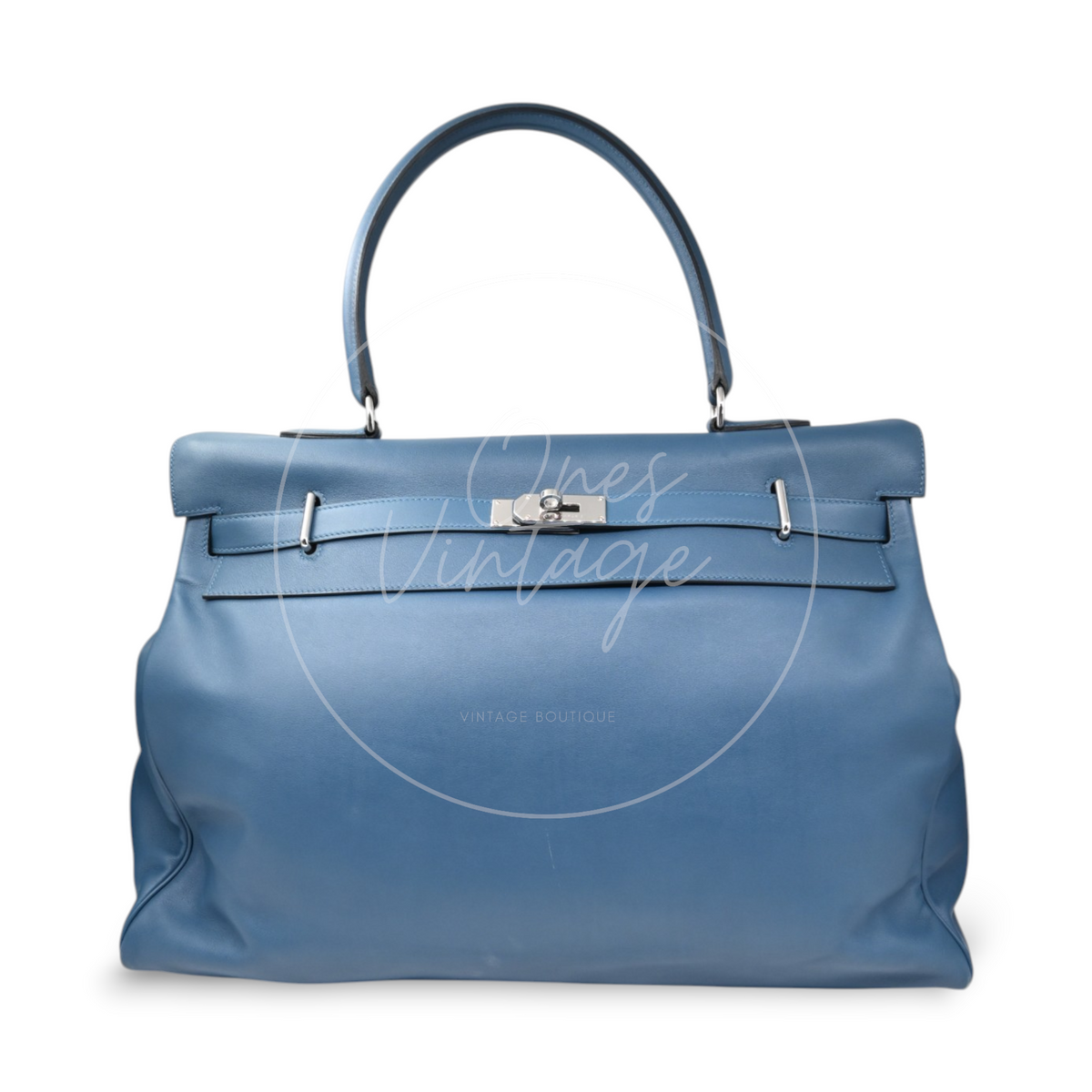 Hermes Kelly Relax 50 PWH Blue Square P