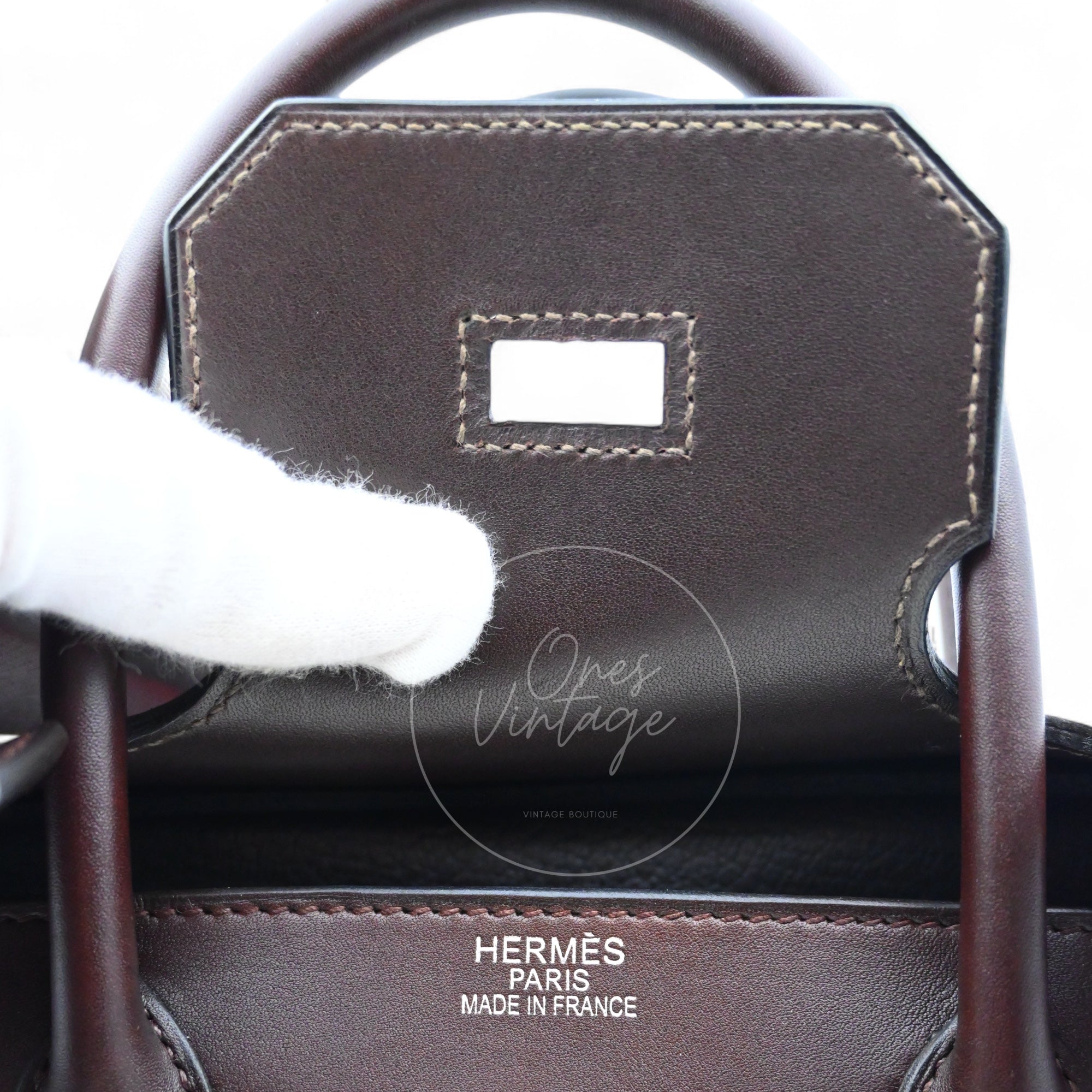 [Pre-owned] Hermes Birkin HAC 32 Ebene Swift Ponyhair Troika PHW Stamp Square K