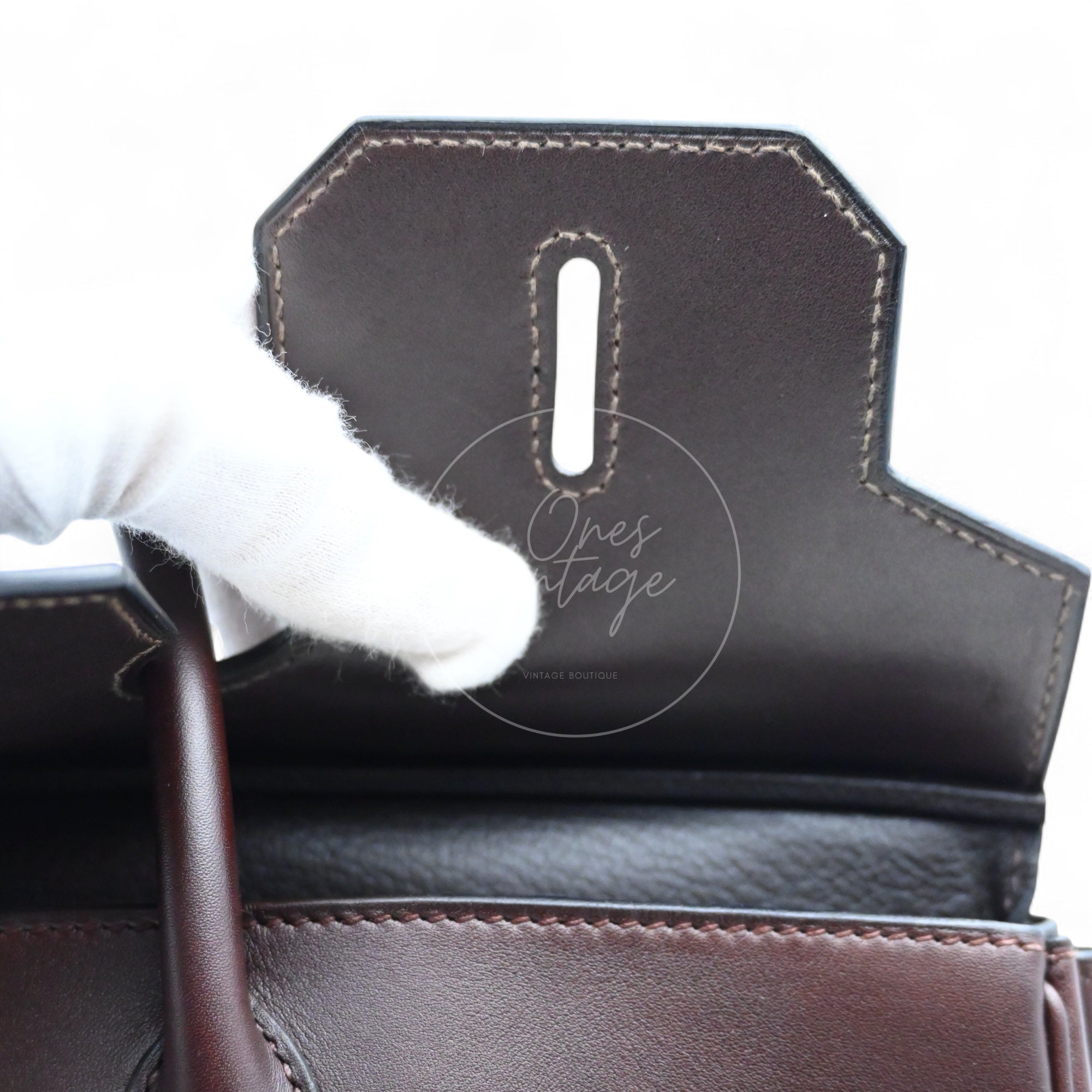 [Pre-owned] Hermes Birkin HAC 32 Ebene Swift Ponyhair Troika PHW Stamp Square K
