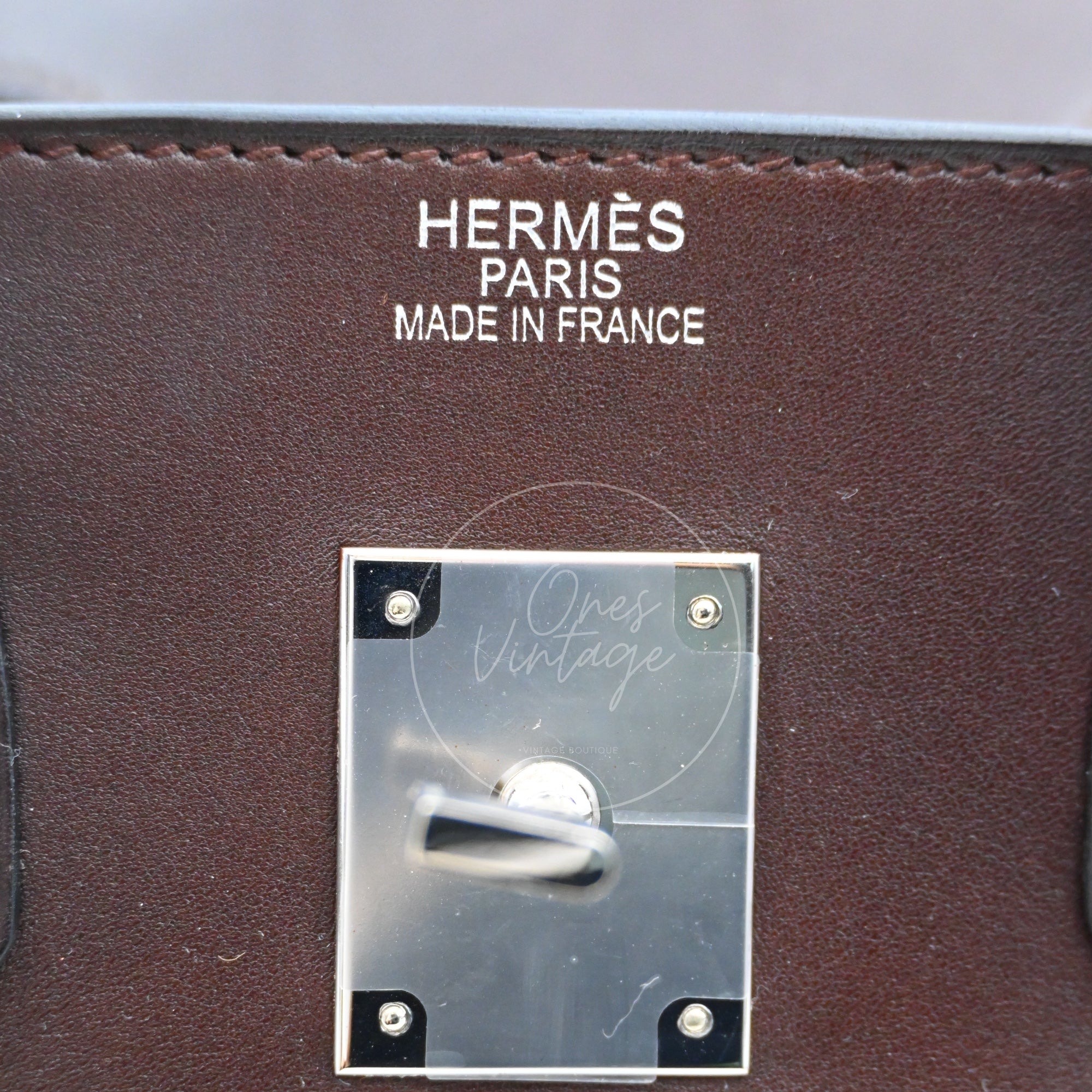[Pre-owned] Hermes Birkin HAC 32 Ebene Swift Ponyhair Troika PHW Stamp Square K