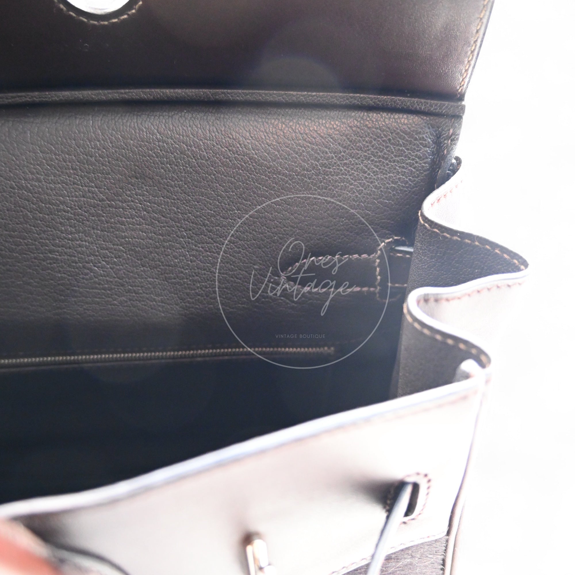 [Pre-owned] Hermes Birkin HAC 32 Ebene Swift Ponyhair Troika PHW Stamp Square K