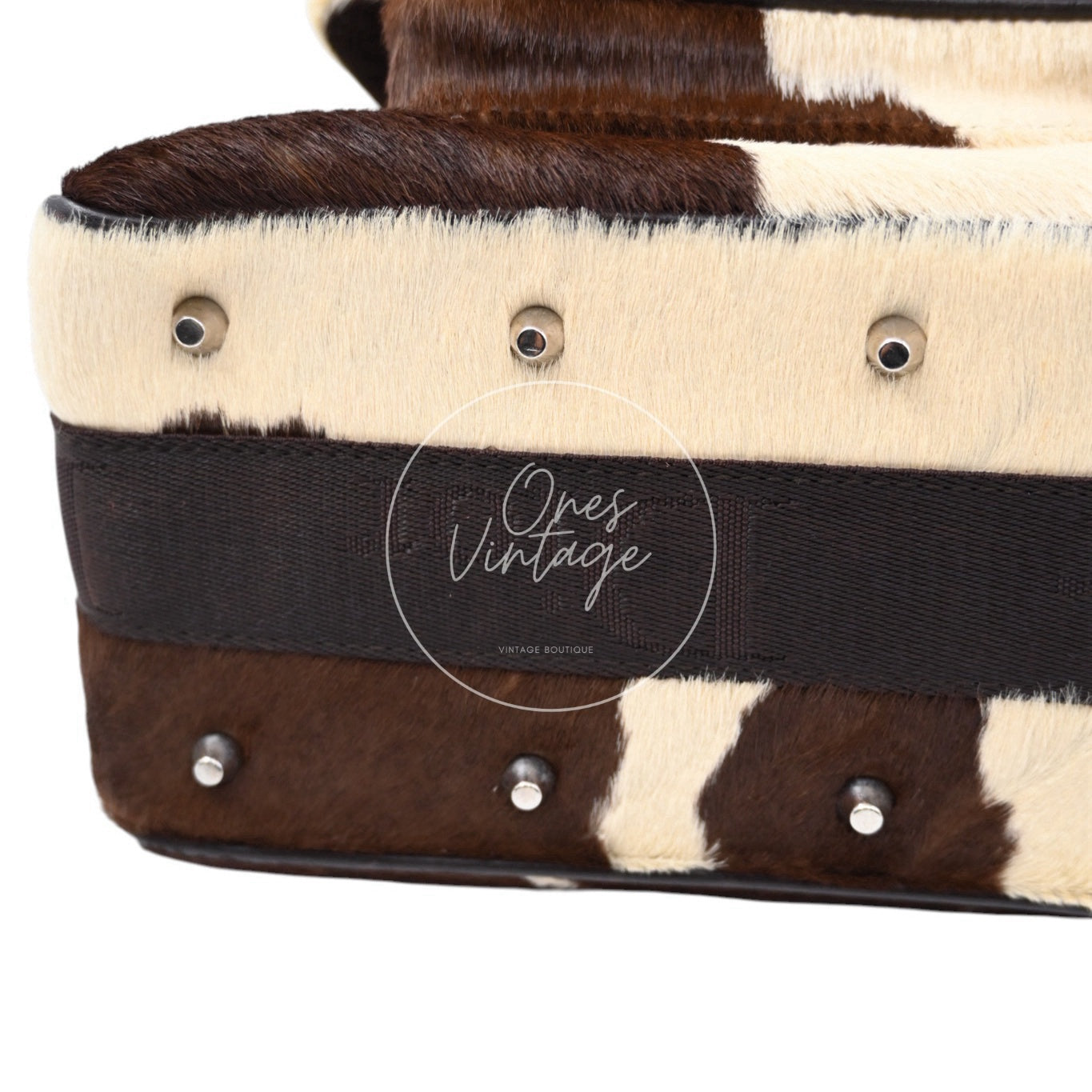 [Pre-owned] Christian Dior Y2K Brown and Cream Pony Hair Shoulder Bag
