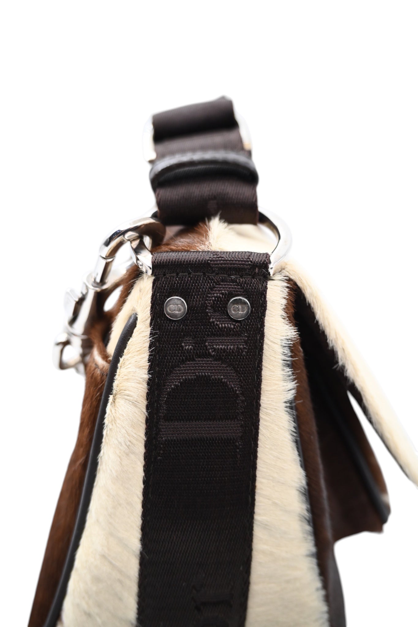 [Pre-owned] Christian Dior Y2K Brown and Cream Pony Hair Shoulder Bag