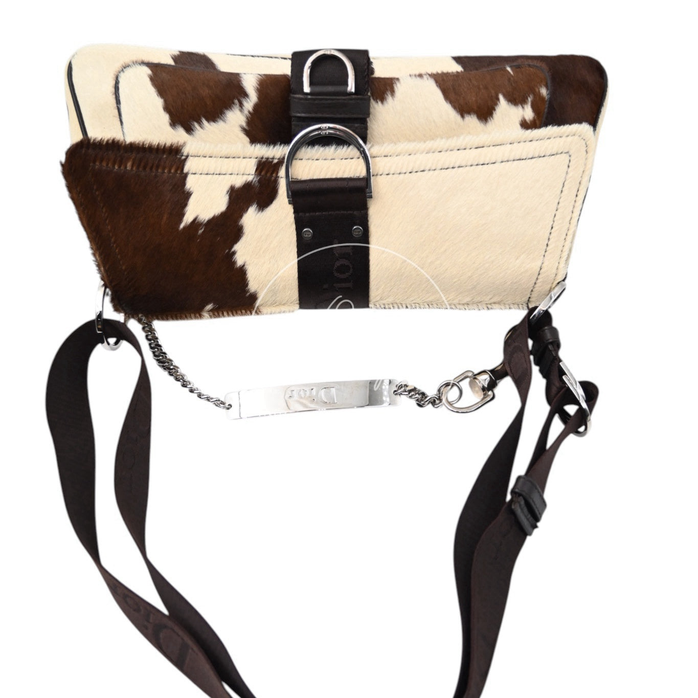 [Pre-owned] Christian Dior Y2K Brown and Cream Pony Hair Shoulder Bag