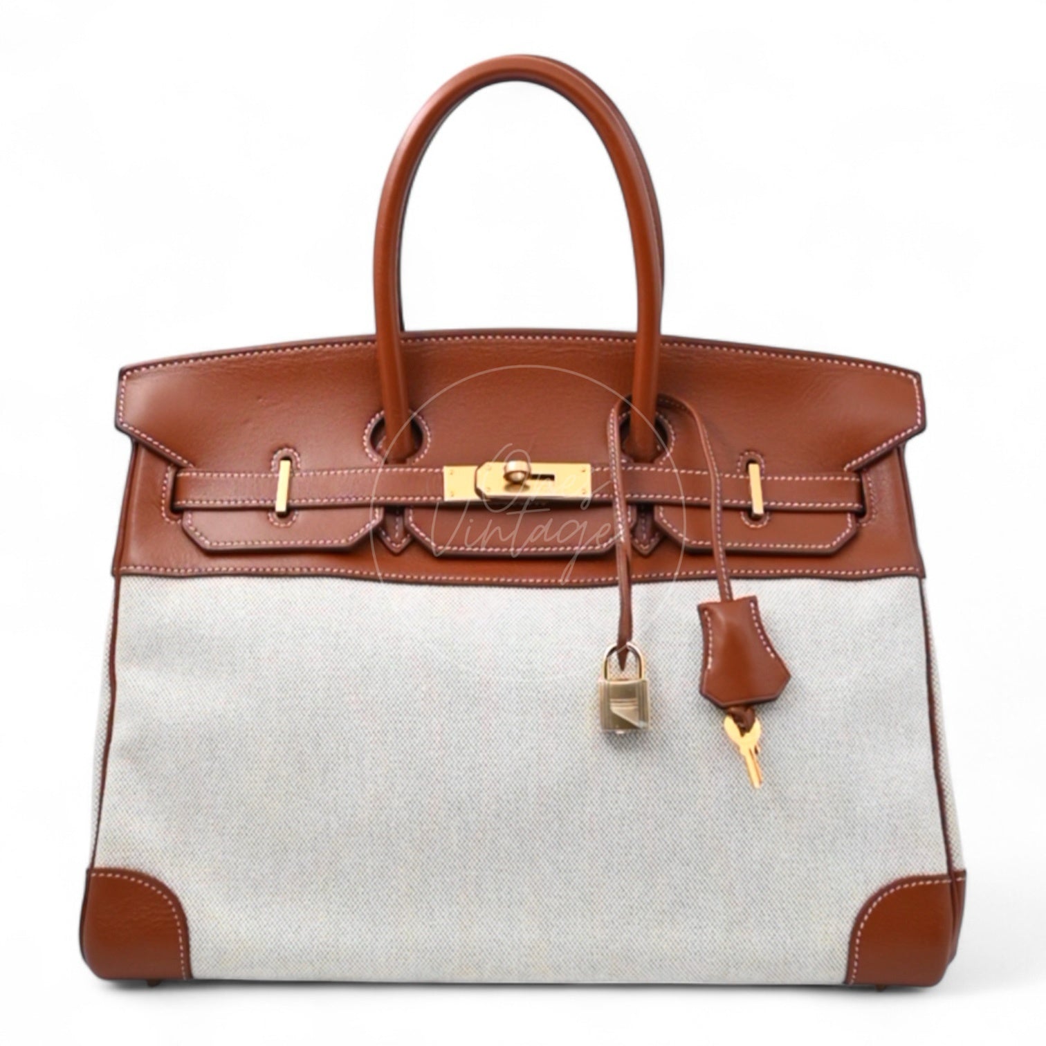 [Pre-owned] Hermes Birkin 35 Toile Barenia GHW Stamp Square E
