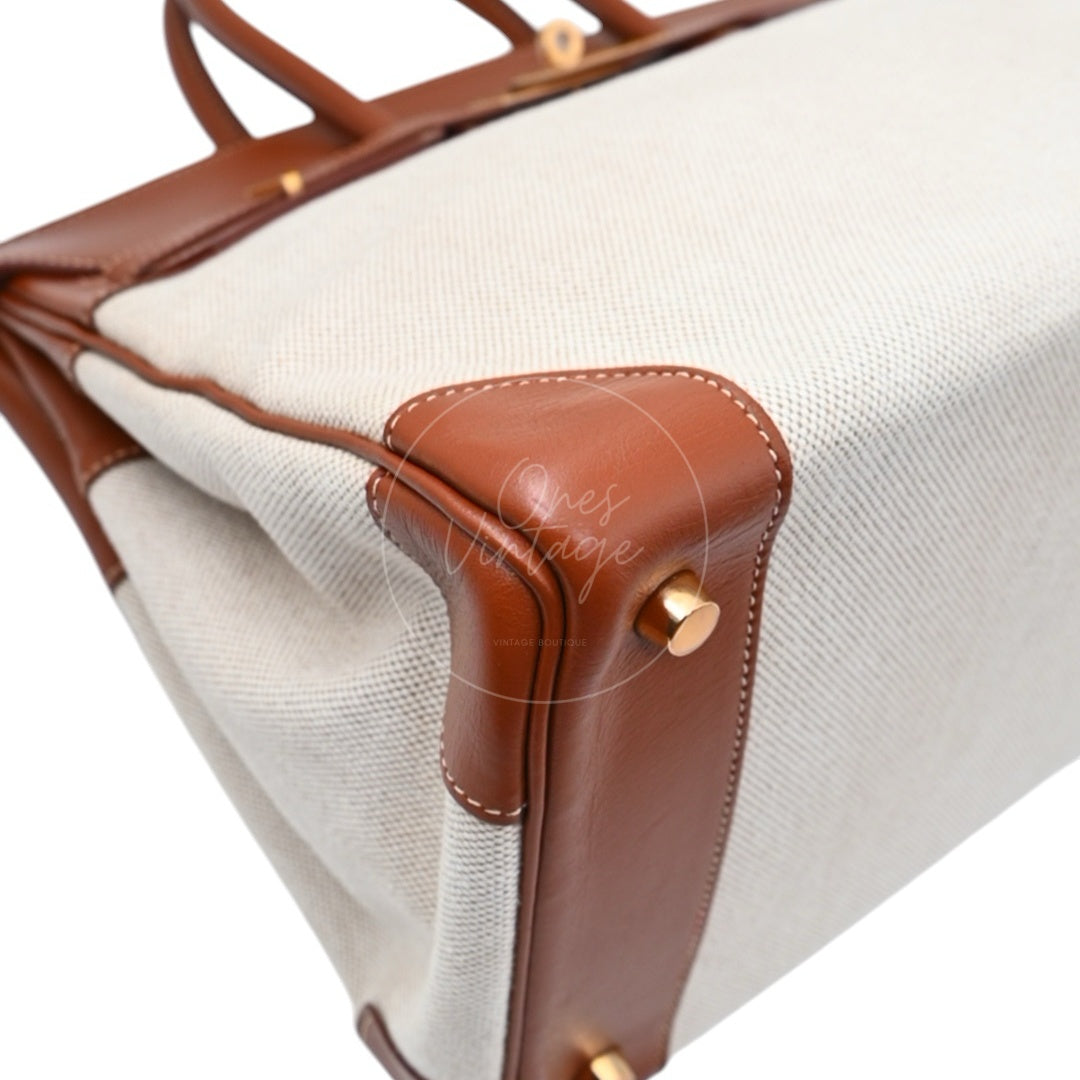[Pre-owned] Hermes Birkin 35 Toile Barenia GHW Stamp Square E