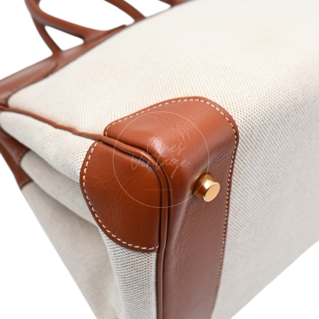 [Pre-owned] Hermes Birkin 35 Toile Barenia GHW Stamp Square E