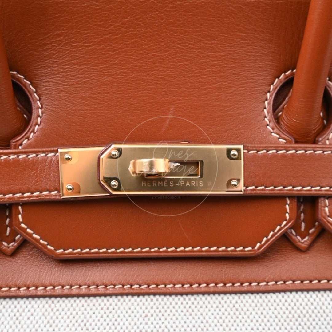 [Pre-owned] Hermes Birkin 35 Toile Barenia GHW Stamp Square E