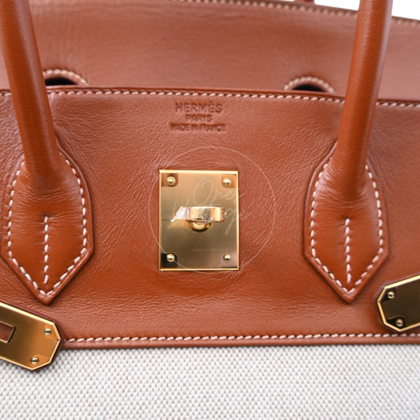 [Pre-owned] Hermes Birkin 35 Toile Barenia GHW Stamp Square E