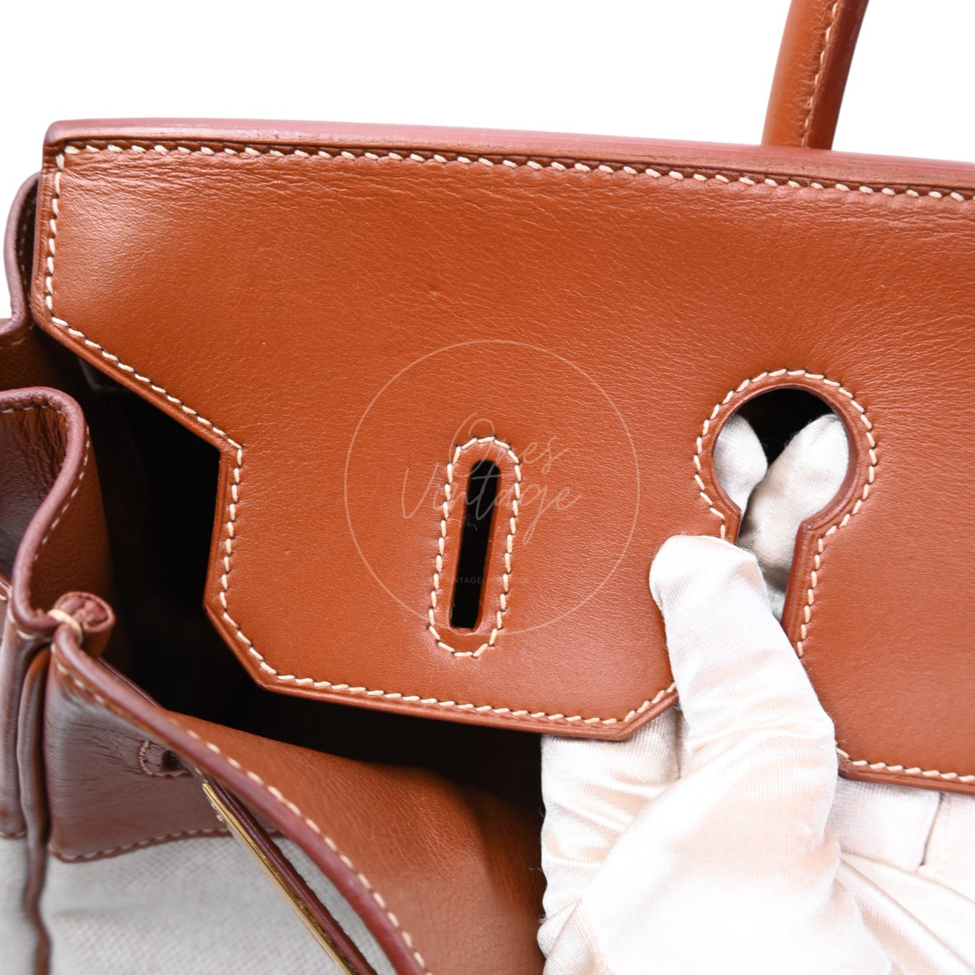 [Pre-owned] Hermes Birkin 35 Toile Barenia GHW Stamp Square E