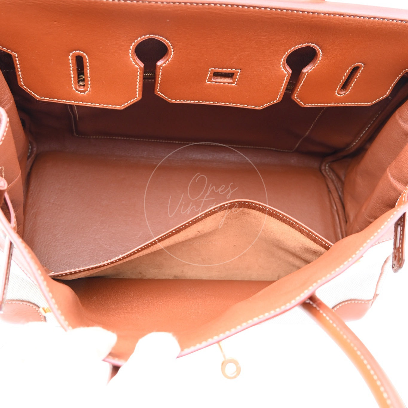 [Pre-owned] Hermes Birkin 35 Toile Barenia GHW Stamp Square E