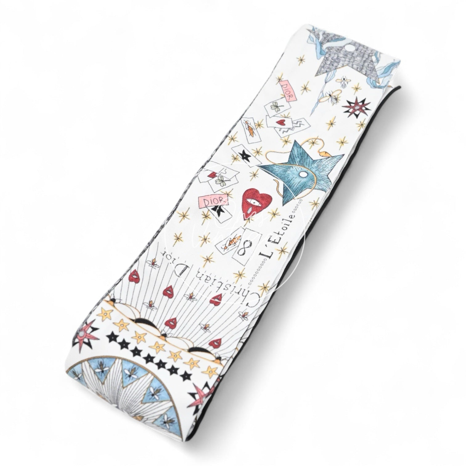 [Pre-owned] Christian Dior White Silk L'Etoile Tarot Twilly