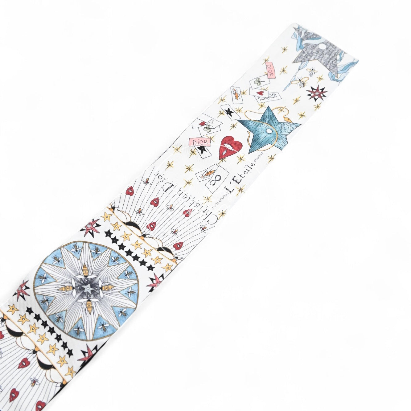 [Pre-owned] Christian Dior White Silk L'Etoile Tarot Twilly