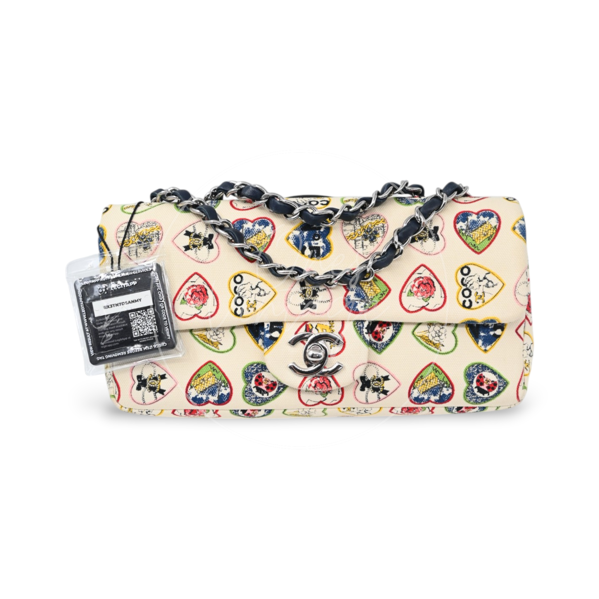Chanel Valentine Canvas Flap Bag Multicolour Heart Print