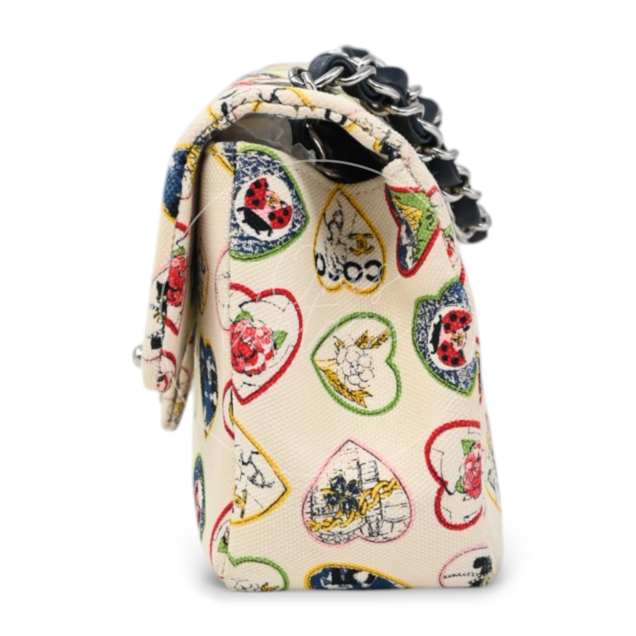 Chanel Valentine Canvas Flap Bag Multicolour Heart Print