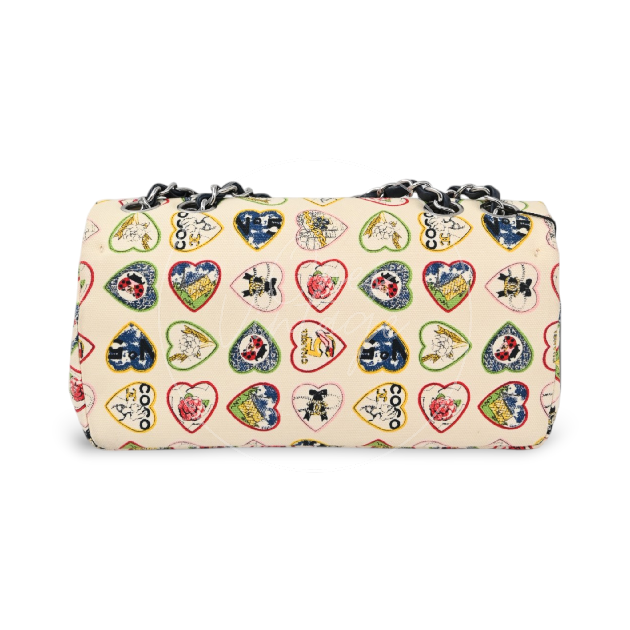 Chanel Valentine Canvas Flap Bag Multicolour Heart Print