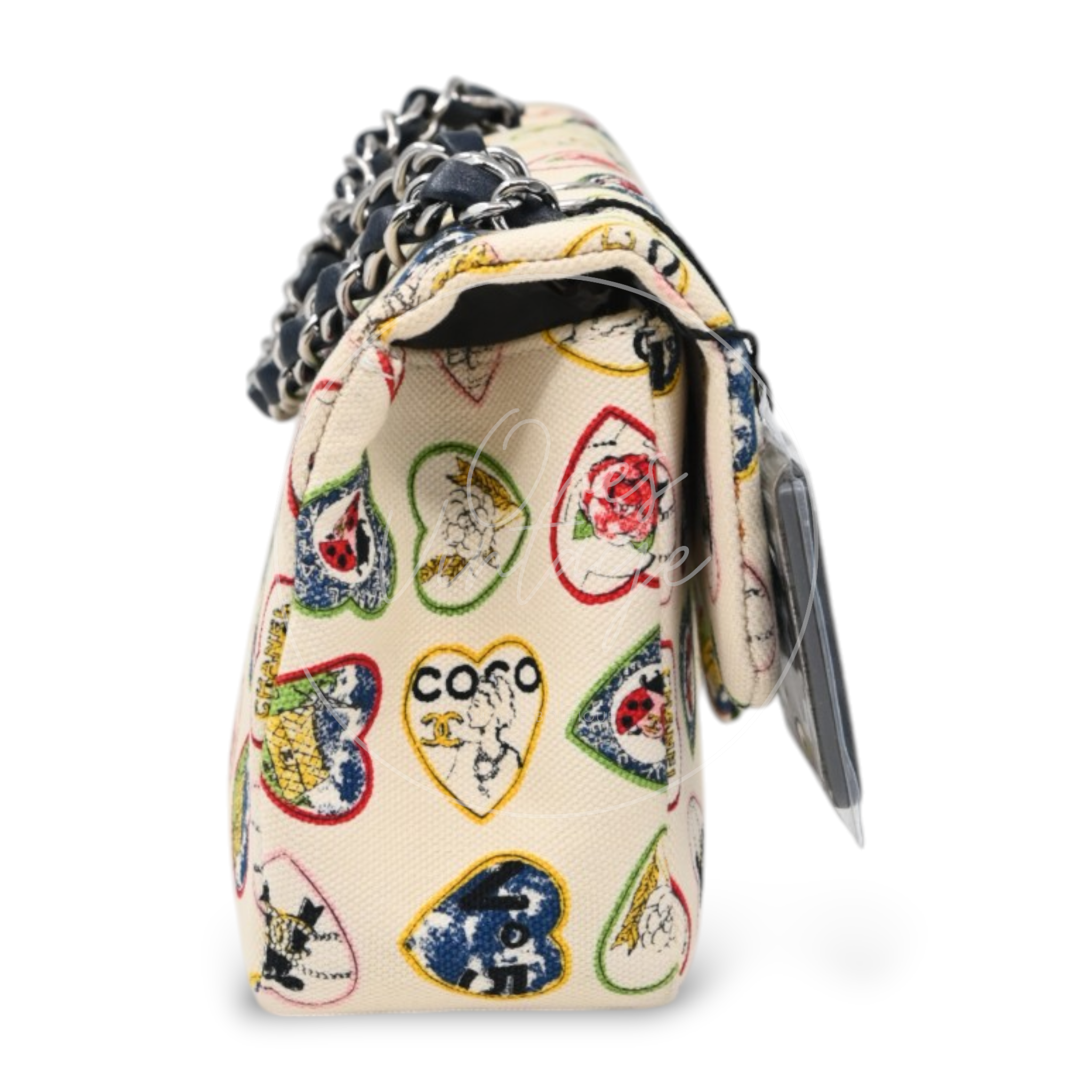 Chanel Valentine Canvas Flap Bag Multicolour Heart Print
