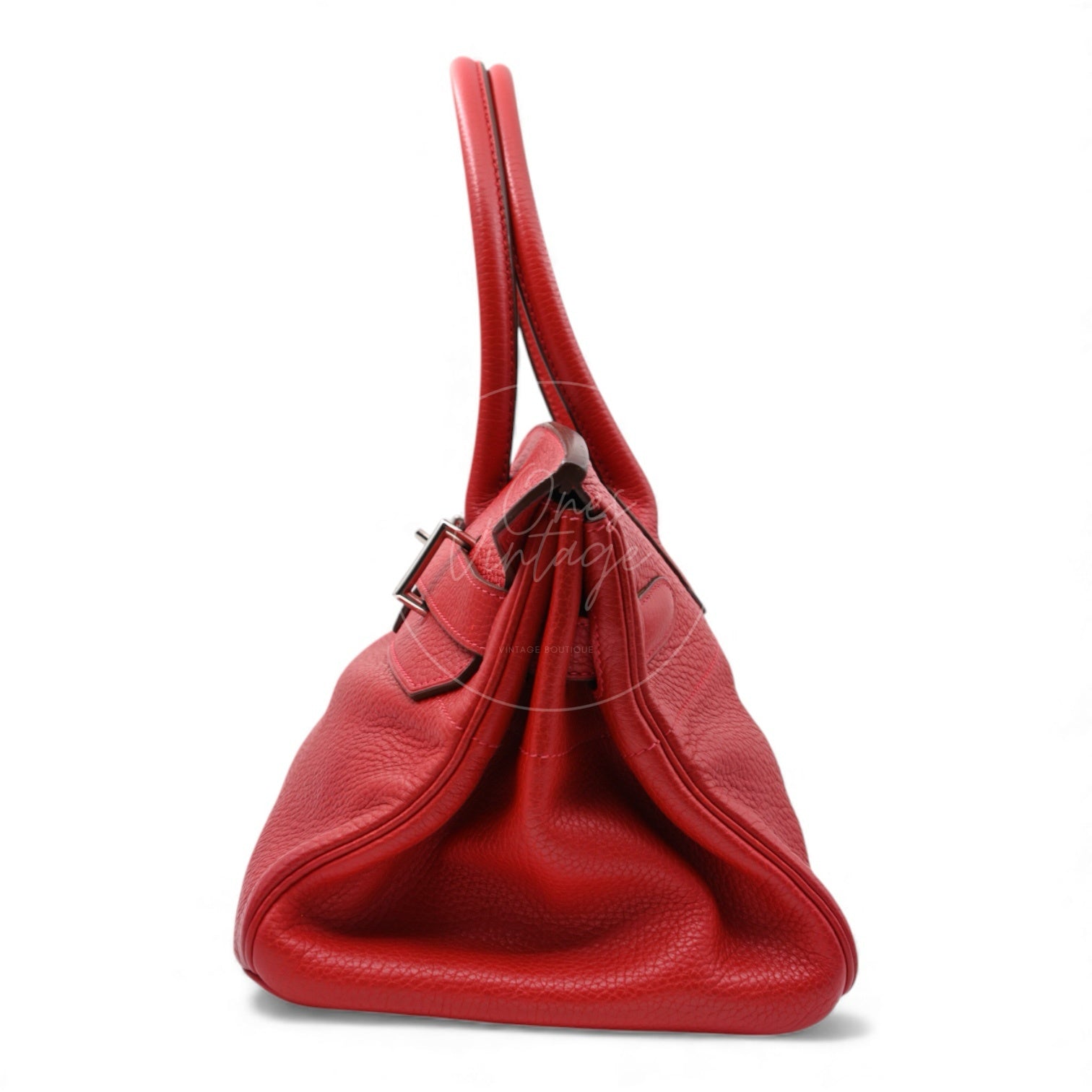 [Pre-owned] Hermes Shoulder Birkin Red PHW Stamp Square I