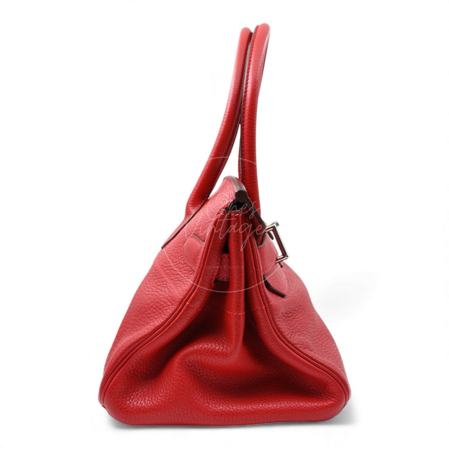 [Pre-owned] Hermes Shoulder Birkin Red PHW Stamp Square I