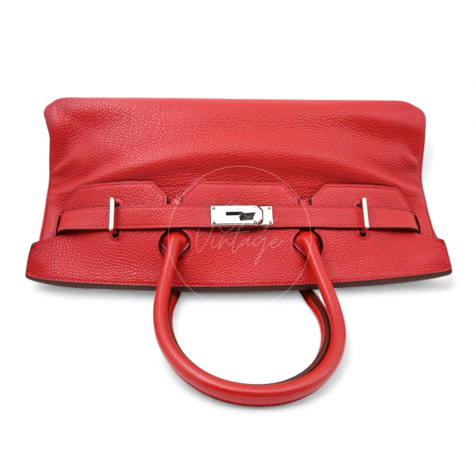 [Pre-owned] Hermes Shoulder Birkin Red PHW Stamp Square I