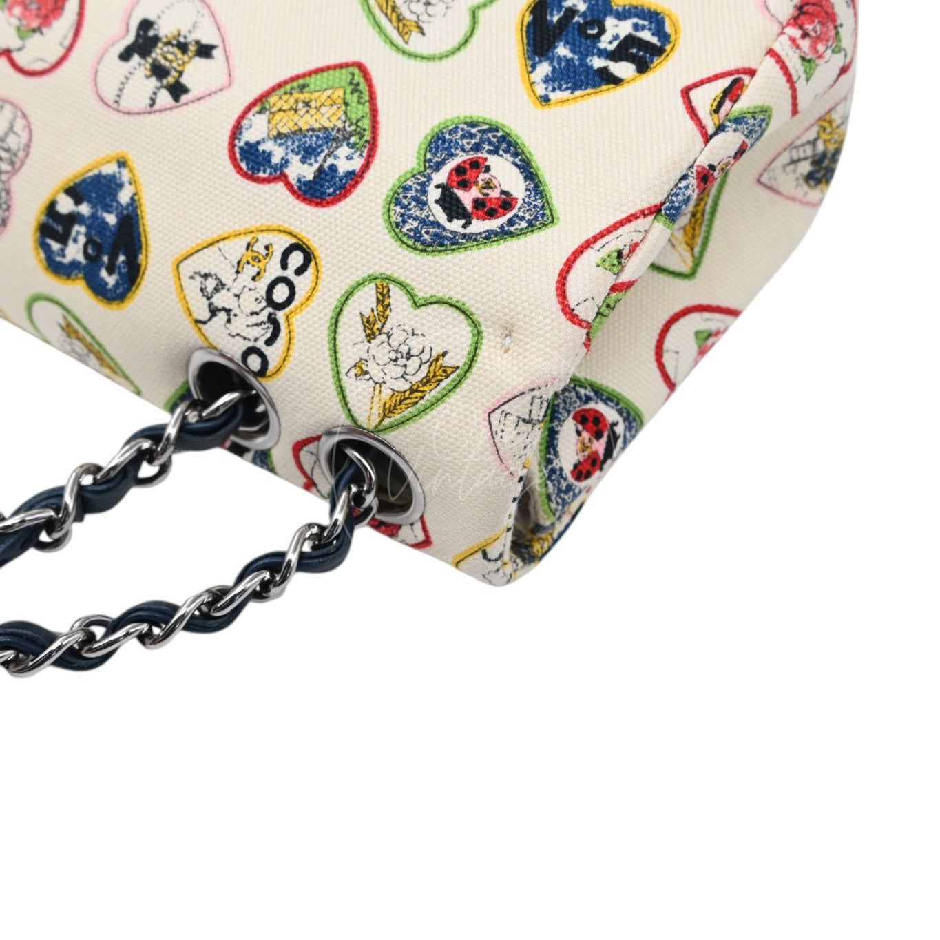 Chanel Valentine Canvas Flap Bag Multicolour Heart Print