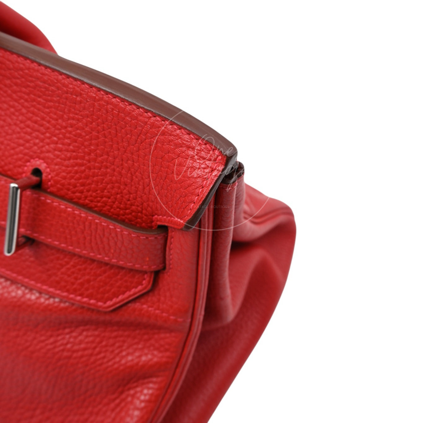 [Pre-owned] Hermes Shoulder Birkin Red PHW Stamp Square I