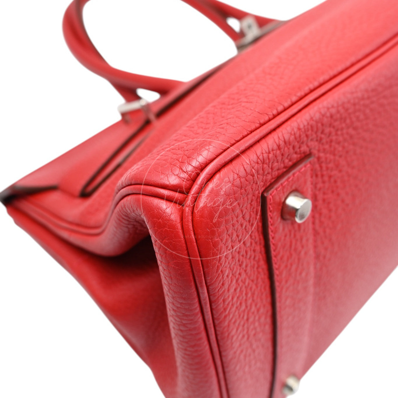 [Pre-owned] Hermes Shoulder Birkin Red PHW Stamp Square I