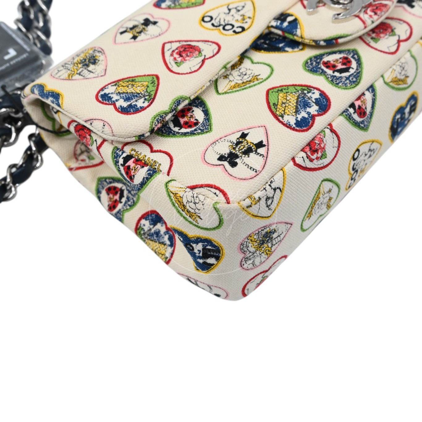 Chanel Valentine Canvas Flap Bag Multicolour Heart Print