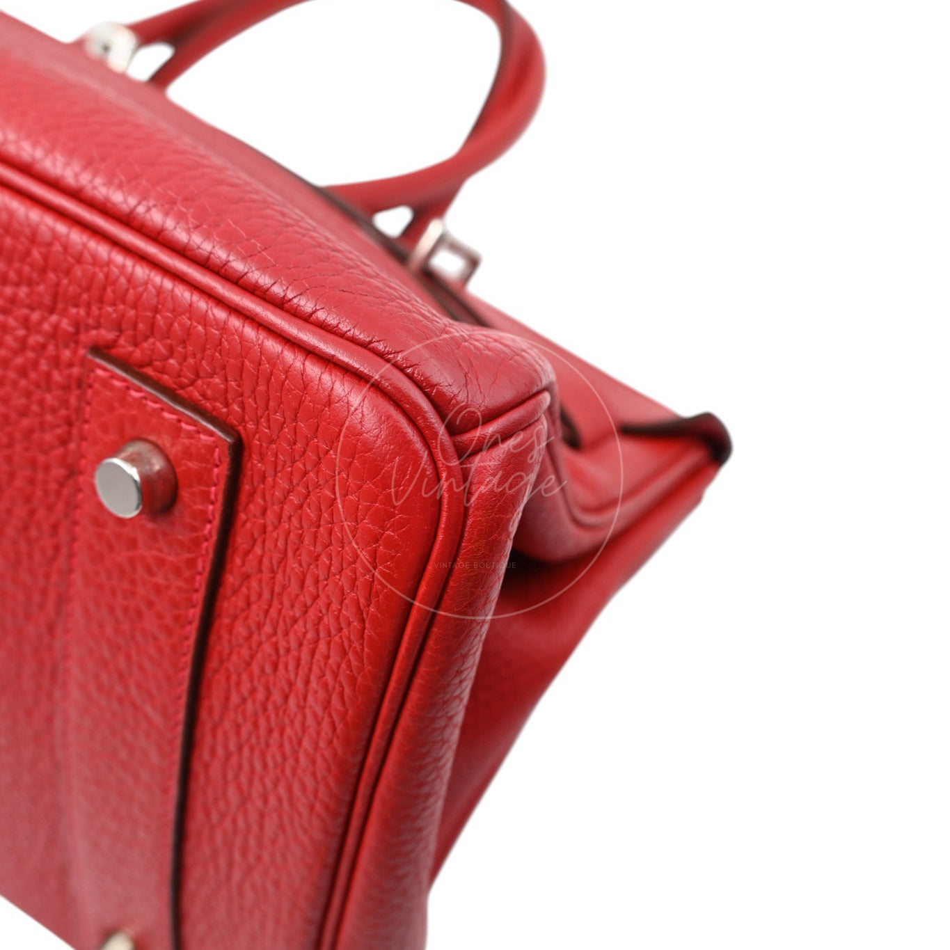 [Pre-owned] Hermes Shoulder Birkin Red PHW Stamp Square I