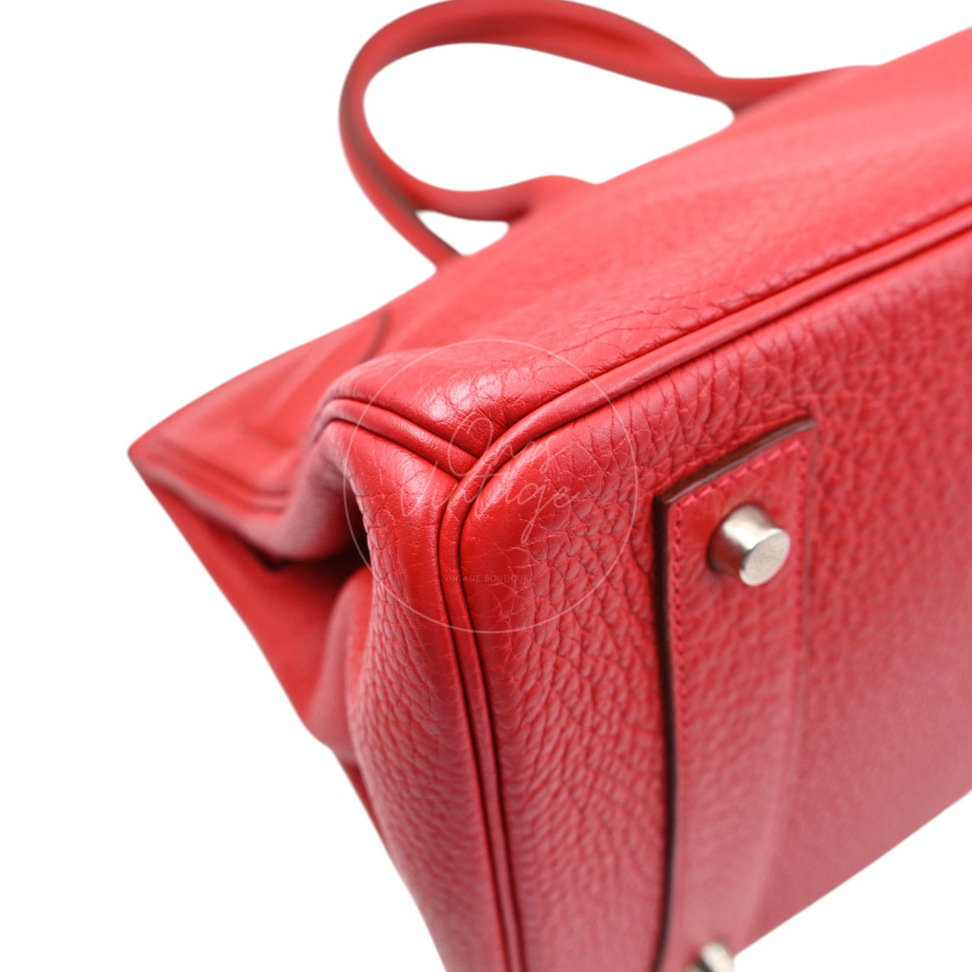 [Pre-owned] Hermes Shoulder Birkin Red PHW Stamp Square I